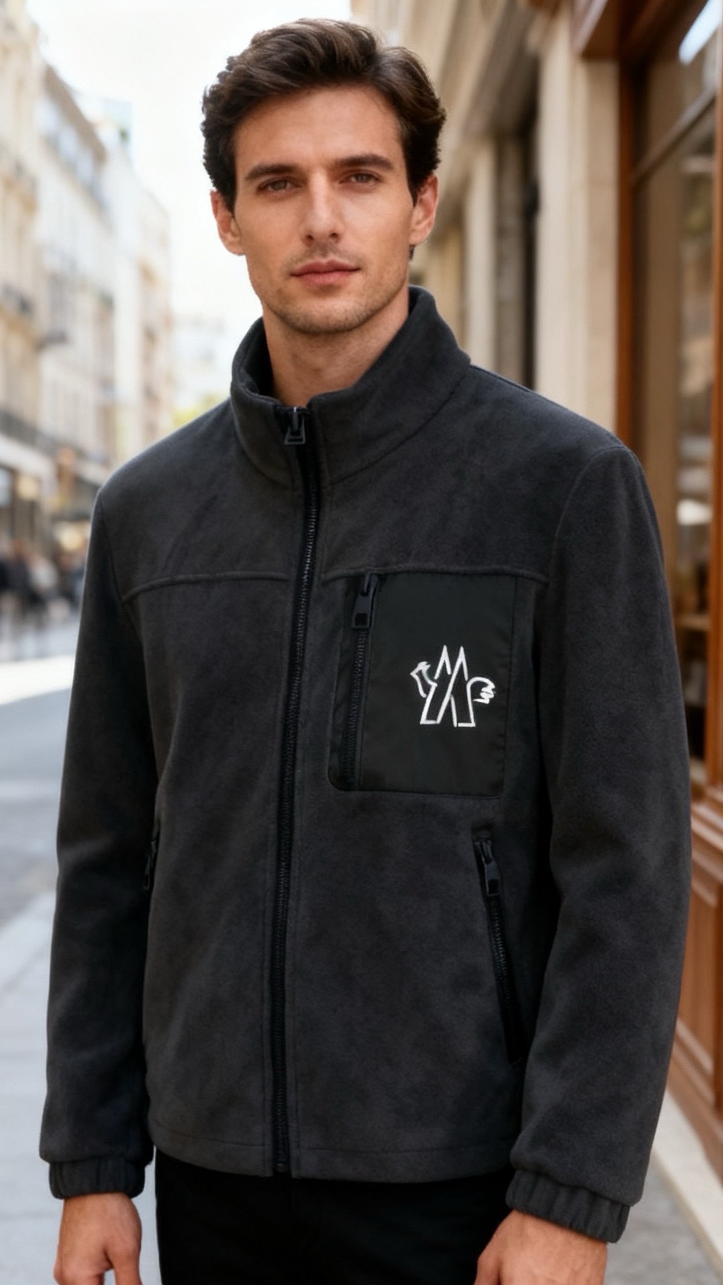 NO:684380,Monc*er. 25 new products for autumn and winter!  The fashionable men's all-match jacket is made of polar fleece as the main fabric. The fleece surface has a fine and fluffy texture. You can touch the soft and thick velvet feeling on your hands. The velvet fibers are not easy to pill and fall off when gently rubbed, bringing a soft and skin-friendly contact experience. The body of the luxury brand's classic LOGO design is spliced with smooth and wear-resistant woven fabrics. The two materials form a tactile contrast. The woven part feels crisp and smooth, and the zipper  It is smooth and smooth when closing. The overall fabric is both warm and breathable. The fleece structure of the polar fleece can lock the air to form a warm layer, which is not itchy when worn close to the body. The loose tailoring of the body allows the fabric to fit the body shape without being tight. The fabric stretches with the body during movement without feeling restricted. The zipper design at the pocket is both practical and enriches the fabric layers. The fabric splicing process in the details makes the overall texture more outstanding!  Sizes 48-56, shipped next day!  ,,Moncler,jackets & coats,19860909蒙口/Monc*er. 25秋冬新品！时尚男士百搭外套采用摇粒绒为主面料,绒面呈现出细密蓬松的质感,上手能触到柔软且厚实的绒感,轻揉时绒纤维不易起球、脱落,带来软糯亲肤的接触体验.奢华品牌经典LOGO设计衣身拼接了平滑耐磨的梭织面料,两种材质形成触感对比,梭织部分触感挺括且顺滑,拉链拉合时流畅无卡顿.整体面料兼具保暖性与透气性,摇粒绒的抓绒结构能锁住空气形成温暖层,贴身穿无刺痒感,宽松的衣身剪裁让面料贴合身形却不紧绷,活动时面料随肢体舒展无束缚感,口袋处的拉链设计既实用又让面料层次更丰富,细节处的面料拼接工艺让整体质感更出众！尺码48-56,隔天出货！,,Moncler,jackets & coats,,Men's clothing