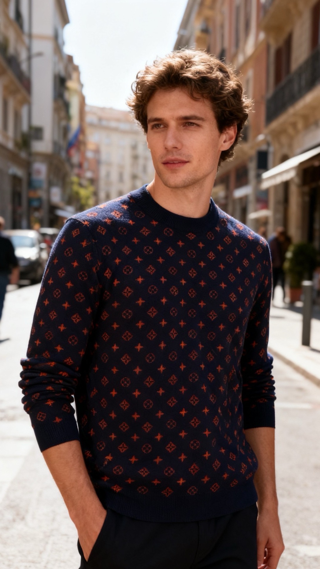 NO:684418,Louis Vuit*/LV. 25 new autumn and winter products!  Fashionable men's woolen sweaters are woven from high-quality wool blended fabrics. The fibers are flexible and densely arranged. You can feel the unique warm and soft texture of wool when you touch it. At the same time, the blending process allows the fabric to retain the warmth of wool and weaken the pure wool.  The wool has a skin-pricking feel, making it more skin-friendly and comfortable when worn next to the skin. The body of the garment is made of jacquard knitting technology, and the brand's presbyopia pattern all over the texture is clear and layered, which contrasts with the delicate texture of the wool fabric, making the garment's visual effect richer.  The ribbed cinch of the half-high collar is woven with the same material of yarn. It has moderate elasticity and fits the neck line, which can lock in warmth without causing a tight feeling. The overall knitted texture is smooth and delicate, and the wool fabric has good drape, making the clothes less likely to lift.  The ball deforms and has outstanding durability. The rib design of the cuffs and hem echoes the body, further enhancing the fit of the fabric and the comfort of wearing it. Every craft detail perfectly combines the texture and practicality of wool fabric!  Sizes 48-56, shipped next day!  ,,louis vuitton,louis vuitton,19860909路易威*/LV. 25秋冬新品！时尚男士羊毛衫甄选优质羊毛混纺面料织就,纤维柔韧且排列密实,触之能感受到羊毛特有的温润软糯质感,同时混纺工艺让面料保留了羊毛的保暖性,又弱化了纯羊毛的扎肤感,贴肤穿着更显亲肤舒适.衣身采用提花针织工艺,满幅品牌老花图案纹理清晰且富有层次感,与羊毛面料的细腻肌理相互映衬,让衣身视觉效果更丰富.半高领的罗纹收口选用同材质纱线编织,弹性适中且贴合颈部线条,既能锁住暖意,又不会产生紧绷感.整体针织纹理平整细腻,羊毛面料的悬垂性良好,衣物不易起球变形,耐穿性出众.袖口与下摆的罗纹设计和衣身形成呼应,进一步强化了面料的贴合度与穿着的舒适度,每一处工艺细节都将羊毛面料的质感与实用性完美结合！尺码48-56,隔天出货！,,louis vuitton,louis vuitton,,Men's clothing