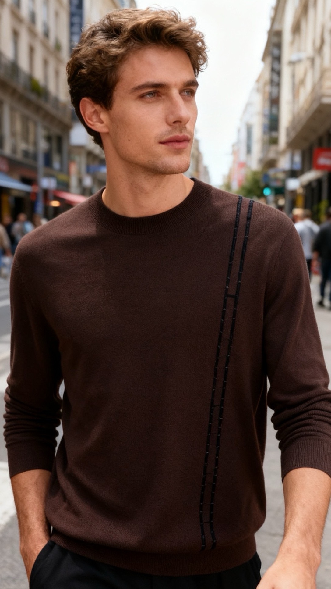 NO:684423,Hermès. New products for autumn and winter 25!  The fashionable men's woolen sweater is made of worsted wool blended fabric. You can feel the warm, soft and silky texture of wool when you touch it. It is close to the skin without any thorny feeling, breathable and skin-friendly. The body of the sweater is made with flat stitch technology, and the texture is smooth and dense, allowing the delicate texture of the fabric to be fully revealed, while giving the clothing good elasticity.  It has high elasticity and resilience, and is not easily deformed. The half-high collar ribbed cinch has moderate elasticity and fits the neck without being tight. The contrasting line design on one side of the body is outlined with fine stitching, forming a texture contrast with the soft fabric, making the simple version more layered, and every detail highlights the high-quality texture of the fabric!  Sizes 48-56, shipped next day!  ,,hermes,19860909爱马仕. 25秋冬新品！时尚男士羊毛衫选用精纺羊毛混纺面料触之能感受到羊毛的温润软糯丝滑质感相融,贴肤穿着毫无扎刺感,透气又亲肤.衣身以平针工艺打造,纹理平整密实,让面料的细腻肌理尽显,同时赋予衣物良好的弹性与回弹力,不易变形.半高领罗纹收口弹性适中,贴合颈部却不紧绷.衣身单侧的撞色线条设计,以精细缝线勾勒,与柔软的面料形成质感对比,让简约版型更具层次感,每一处细节都凸显面料的优质质感！尺码48-56,隔天出货！,,hermes,,Men's clothing