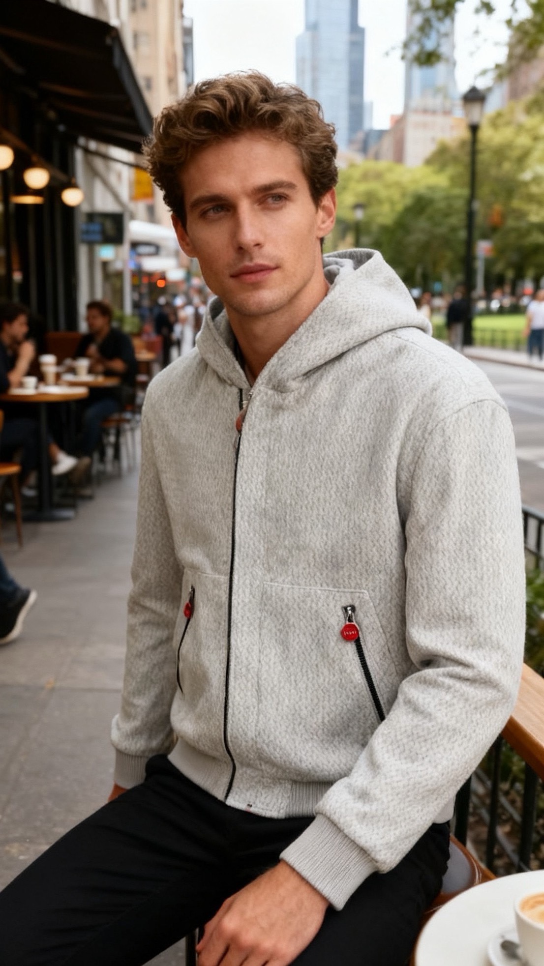 🔥kiton.25秋冬男士连帽夹克👍是秋冬兼具质感与休闲风格的单品，采用舒适保暖棉面料，它采用连帽拉链款