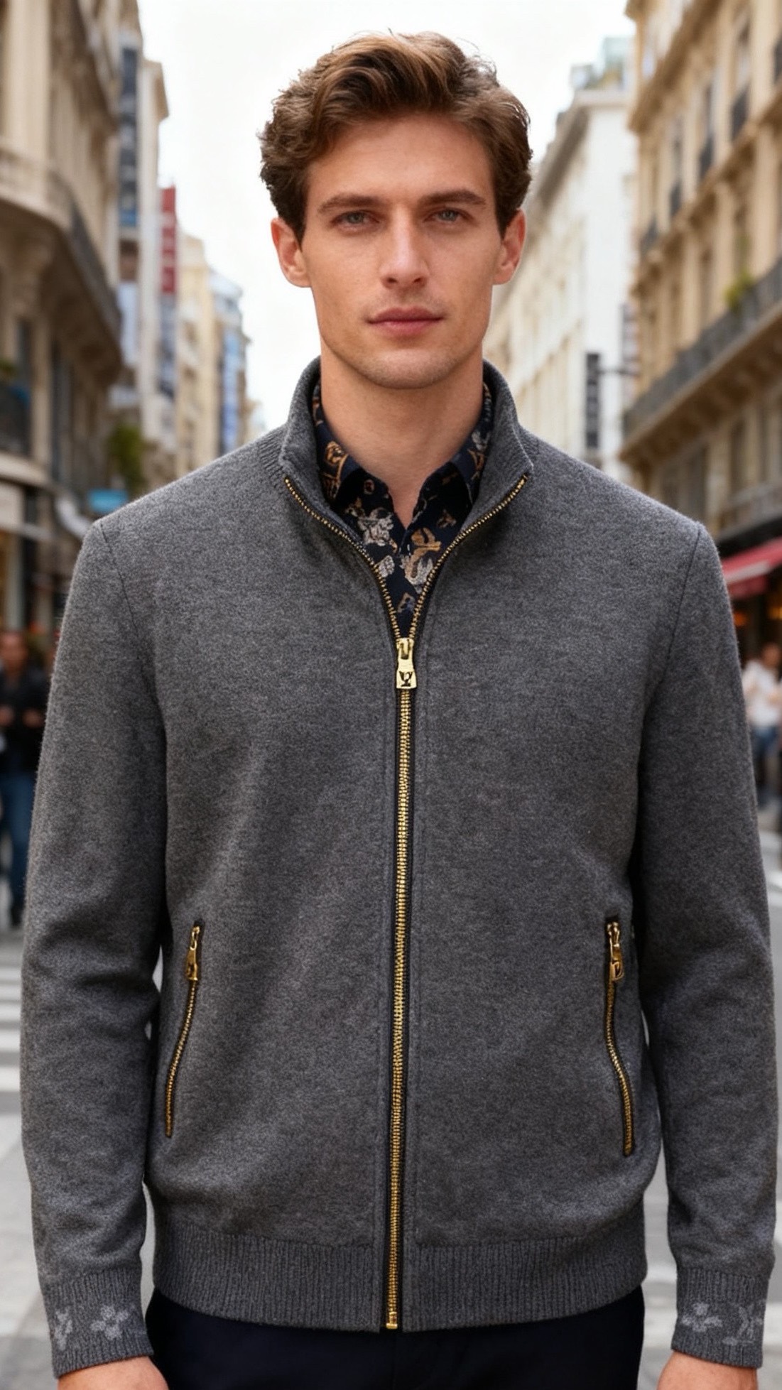 🔥路易威*/LV.25秋冬新品！时尚男士立领夹克👍采用细腻针织混纺面料，触感柔软蓬松且保暖性出众，面料抗