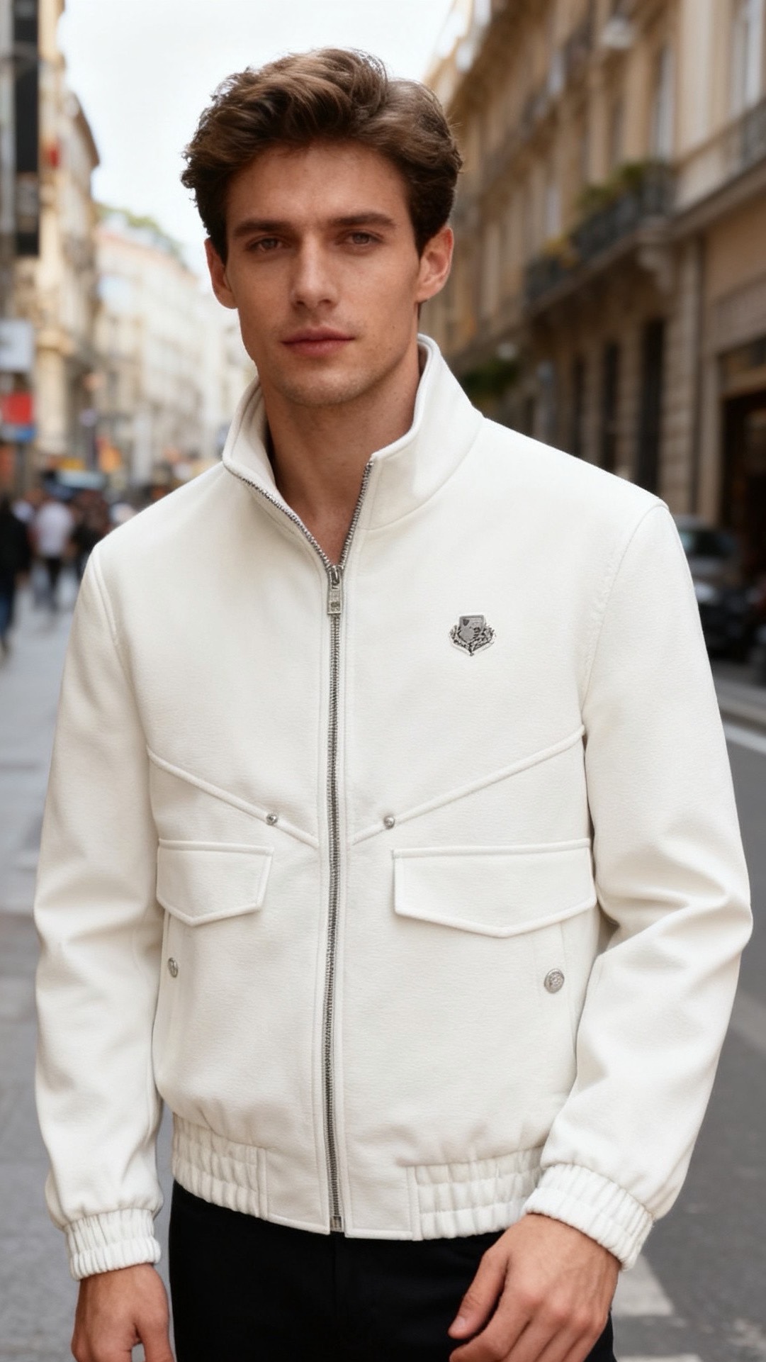 NO:703202,LP. 25 new autumn and winter products!  The fashionable men's stand-up collar jacket is made of comfortable and warm fabrics that are soft to the touch and elastic. The anti-wrinkle and wear-resistant properties make the clothing less deformable after long-term wear. The breathable and sweat-wicking performance can also meet the comfort needs of daily wear. The neat stand-up collar version is equipped with a front zipper and snap button double opening design, which is windproof.  The effect is better. The three-dimensional patch pockets on the body are combined with metal snap buttons, which combines practicality and design. The brand elements on the chest are matched with the overall tailoring, which is slim and not tight. The ribbed cuffs on the hem and cuffs fit the body shape. It can be worn alone in spring and autumn or layered in winter. It can be easily adapted to a variety of casual and light business wear scenarios!  Sizes 48-56, shipped next day!  ,,loro piana,jackets & coats,19860909LP. 25秋冬新品！时尚男士立领夹克采用舒适保暖面料面料触感柔软且富有弹性,抗皱耐磨的特性让衣物久穿不易变形,透气排汗的性能也能满足日常穿着的舒适需求.利落的立领版型搭配前襟拉链与按扣双重开合设计,防风效果更佳,衣身立体贴袋结合金属按扣装饰,兼具实用性与设计感,胸前品牌元素搭配整体剪裁修身不紧绷,下摆与袖口的罗纹收口贴合身形,春秋可单穿、冬季可内搭,轻松适配休闲与轻商务多种穿搭场景！尺码48-56,隔天出货！,,loro piana,jackets & coats,,Men's clothing