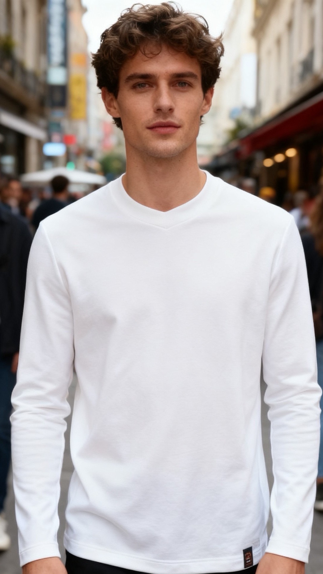 🔥杰尼亚.2025秋季新款男士V领休闲长袖T恤！采用舒适保暖面料！品牌经典元素设计👍小V领设计的长袖T恤