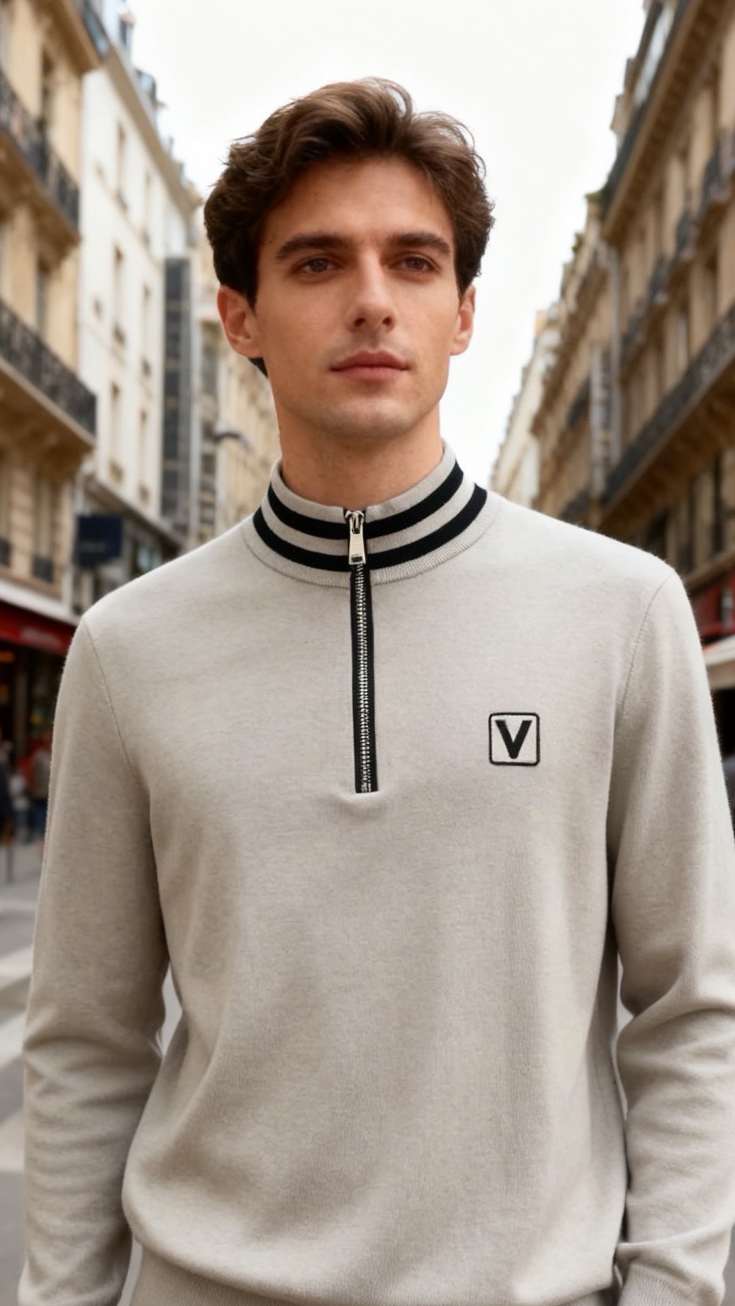 🔥华伦天奴.25秋冬新品🆕时尚男士半拉链立领针织衫选用高支精纺羊毛混纺面料，触感柔软细腻且兼具良好的保暖