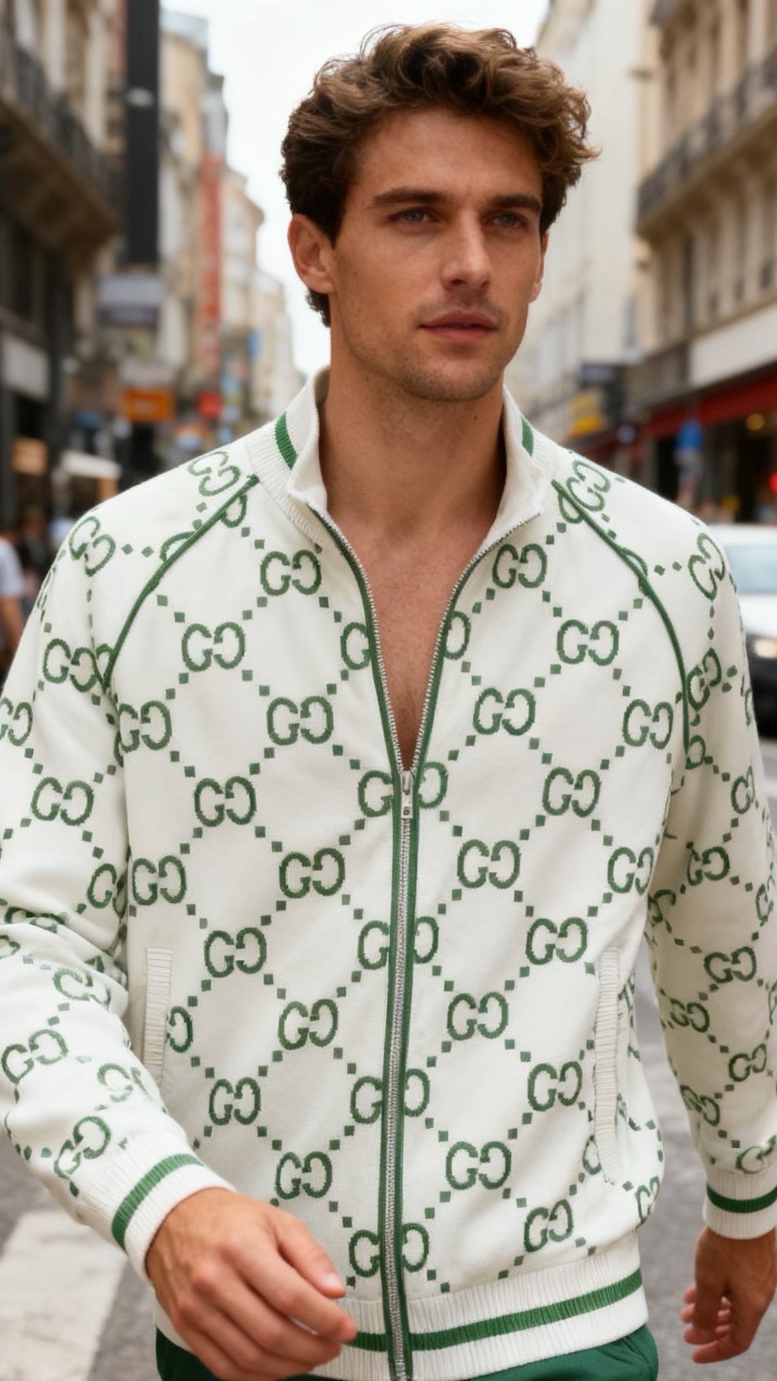 🔥古驰/Guc*i.25秋冬新品！时尚男士针织拉链外套选用高品质精纺羊毛混纺面料，触感柔软且有出色的保暖