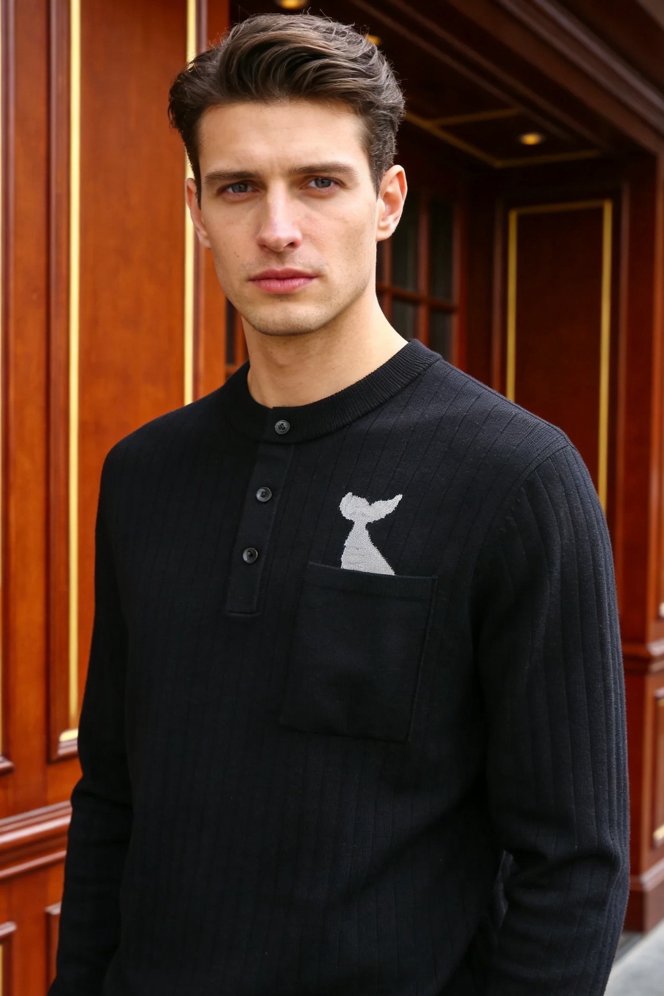 🔥汤姆布朗/TB.（🌾）25秋冬男士亨利领坑条针织衫，属于秋冬季节兼具质感与设计感的单品，采用经典亨利领