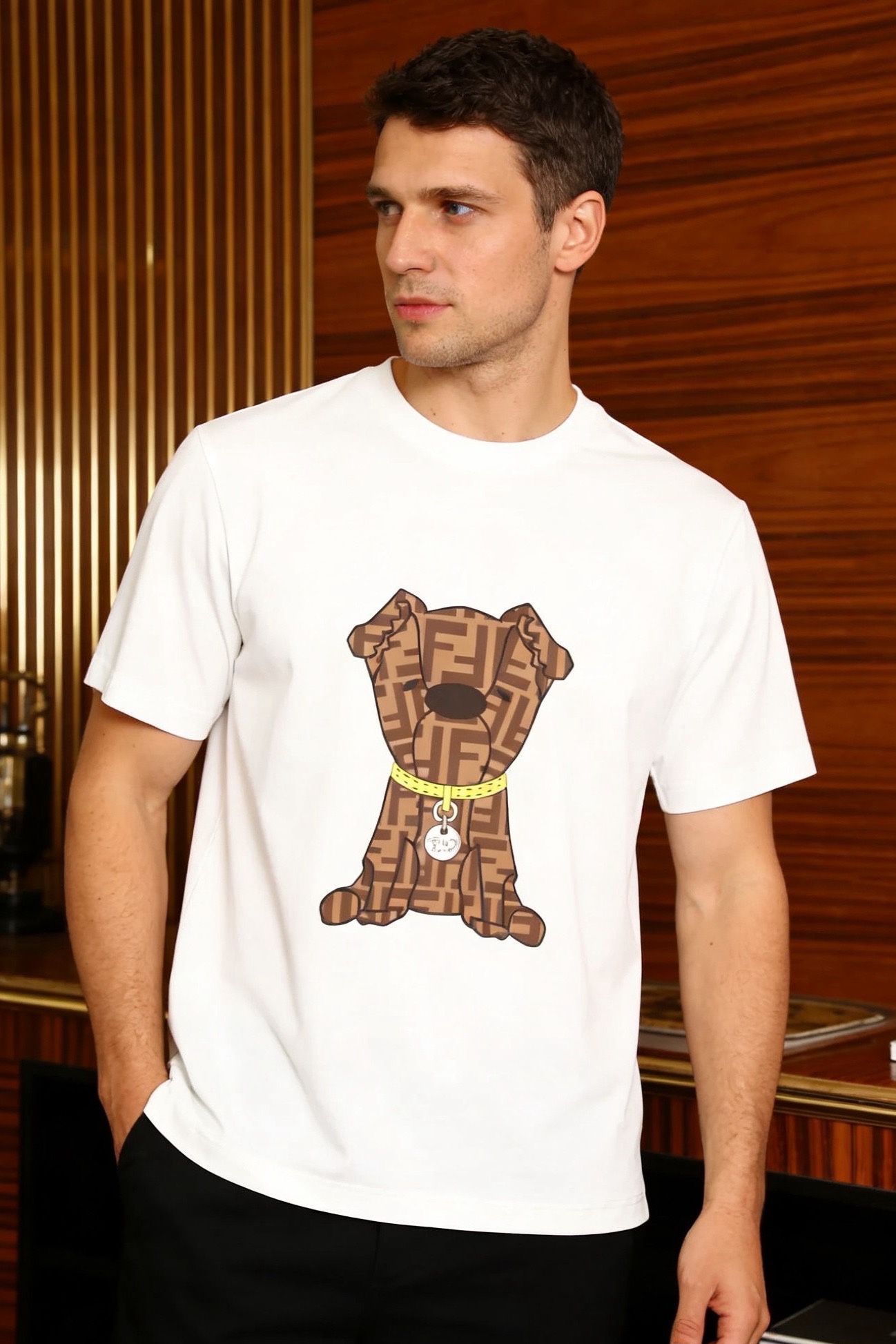 🔥芬迪.（🌾）2026早春新品🆕时尚男士百搭圆领短袖T恤，属于日常休闲风格的基础单品，采用经典圆领版型，