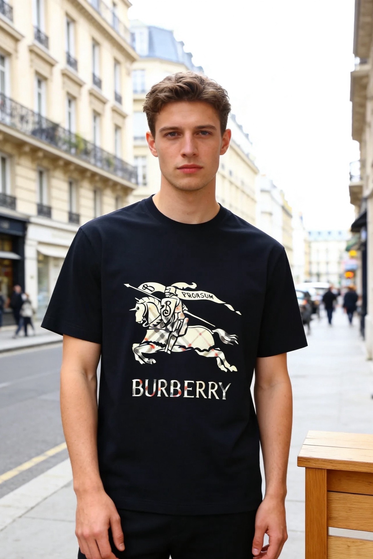 🔥巴宝丽.（🌾）2026春夏新品！时尚男士圆领短袖T恤，属于品牌标志性的轻奢单品，采用经典圆领版型，宽松