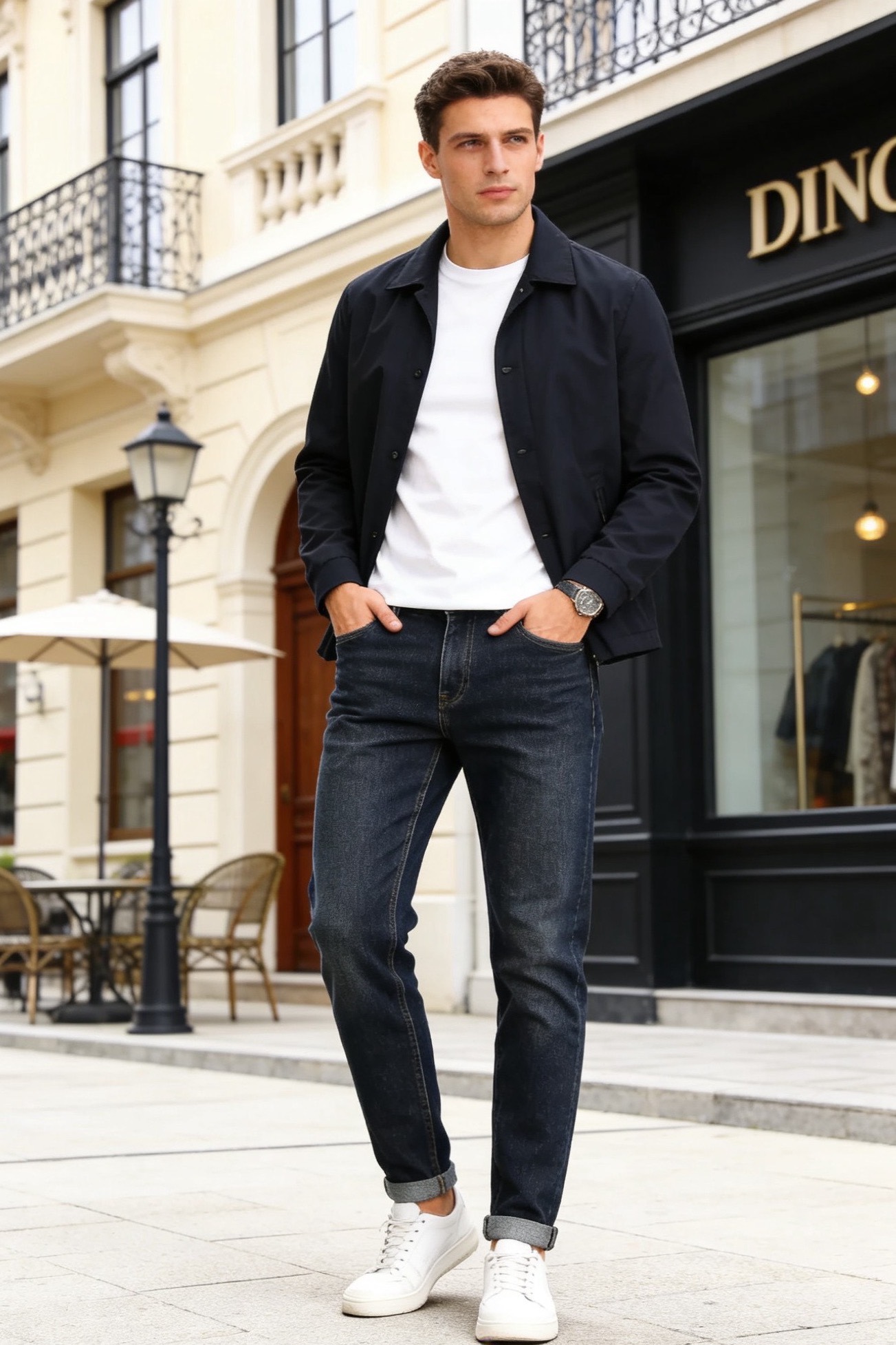 🔥POLO.（🌾）25秋冬男士百搭深色牛仔裤，属于兼具经典质感与简约设计的日常单品，采用修身锥形版型，裤