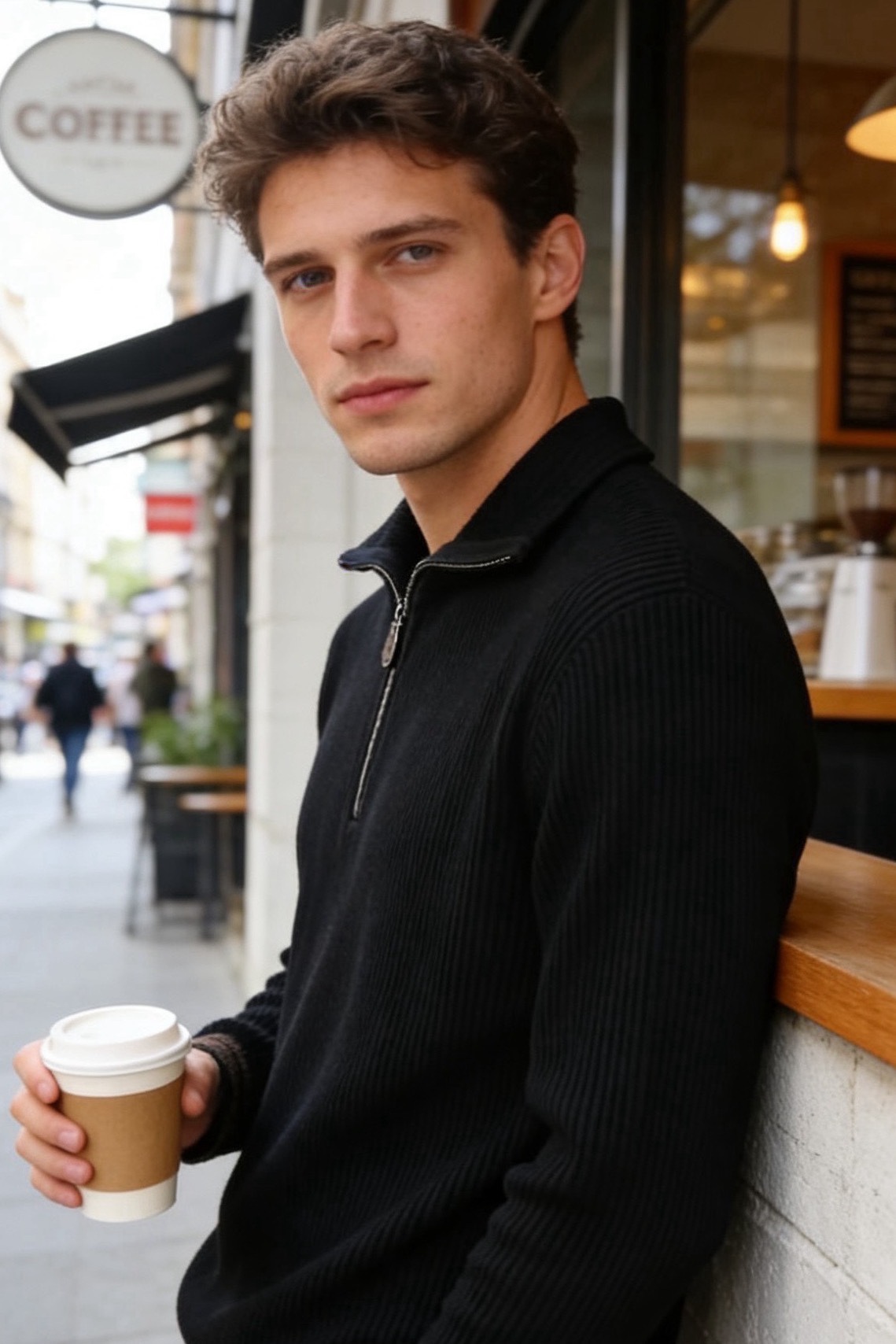 🔥lP🆕.（🌾）25秋冬男士半拉链翻领坑条针织衫，属于秋冬季节的通勤百搭单品，采用简约的半开拉链翻领设计