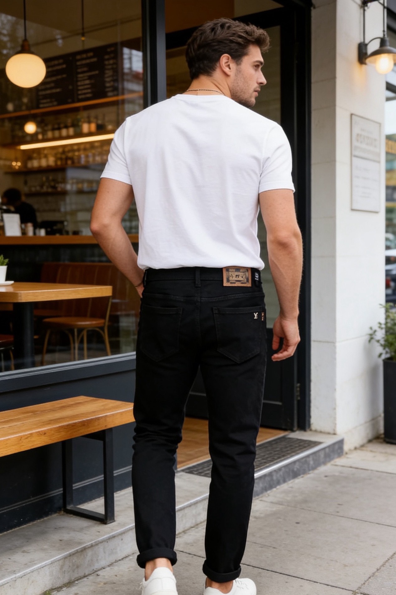 NO:877395,LV.  Men's dark jeans are a brand item that combines simple texture and iconic details. They are made of high-density stretch denim fabric, which is soft to the touch and has good wrinkle resistance and wear resistance, and is not easy to fade and deform. The luxury classic brand element LOGO is paired with low-key pure black pants to hide the brand recognition.  It is high-quality and has a light and luxurious texture in every detail. The slim tapered cut fits the leg lines and can modify the shape of the legs. It is suitable for a variety of combinations such as casual shoes and formal leather shoes. Whether it is daily commuting or light social scenes, it can easily enhance the sense of luxury. It is a versatile item in the wardrobe that is both practical and luxurious!  Sizes 29-38, yes 35/no 37!  Ships next day!  ,,louis vuitton,jeans,19860909LV. 男士深色牛仔裤,属于品牌兼具简约质感与标志性细节的单品.它采用高密弹力牛仔面料,触感柔软且兼具良好的抗皱性与耐磨性,不易褪色变形.奢华经典品牌元素LOGO搭配在低调的纯黑裤身上暗藏品牌辨识度,细节处彰显轻奢质感.修身锥形剪裁贴合腿部线条,能修饰腿型,适配休闲鞋履与正装皮鞋等多种搭配,无论是日常通勤还是轻社交场景,都能轻松提升造型的高级感,是衣橱中兼具实用性与奢华感的百搭单品！尺码29-38,有35/无37！隔天出货！,,louis vuitton,jeans,,Men's clothing