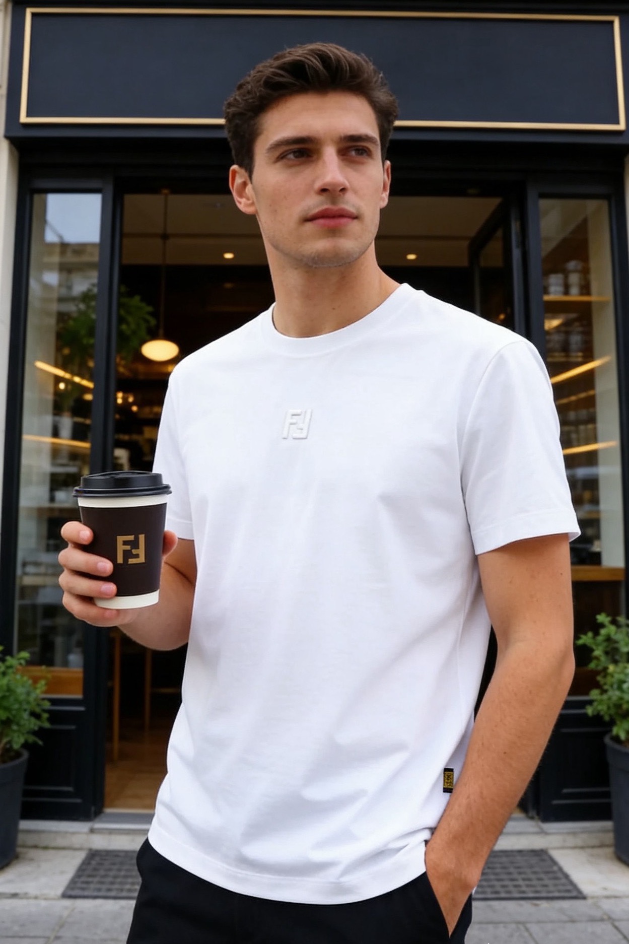 🔥芬迪/Fe*di.2026春夏新品🆕时尚男士圆领T恤👍采用原单品质透气棉面料，触感柔软细腻，兼具良好的