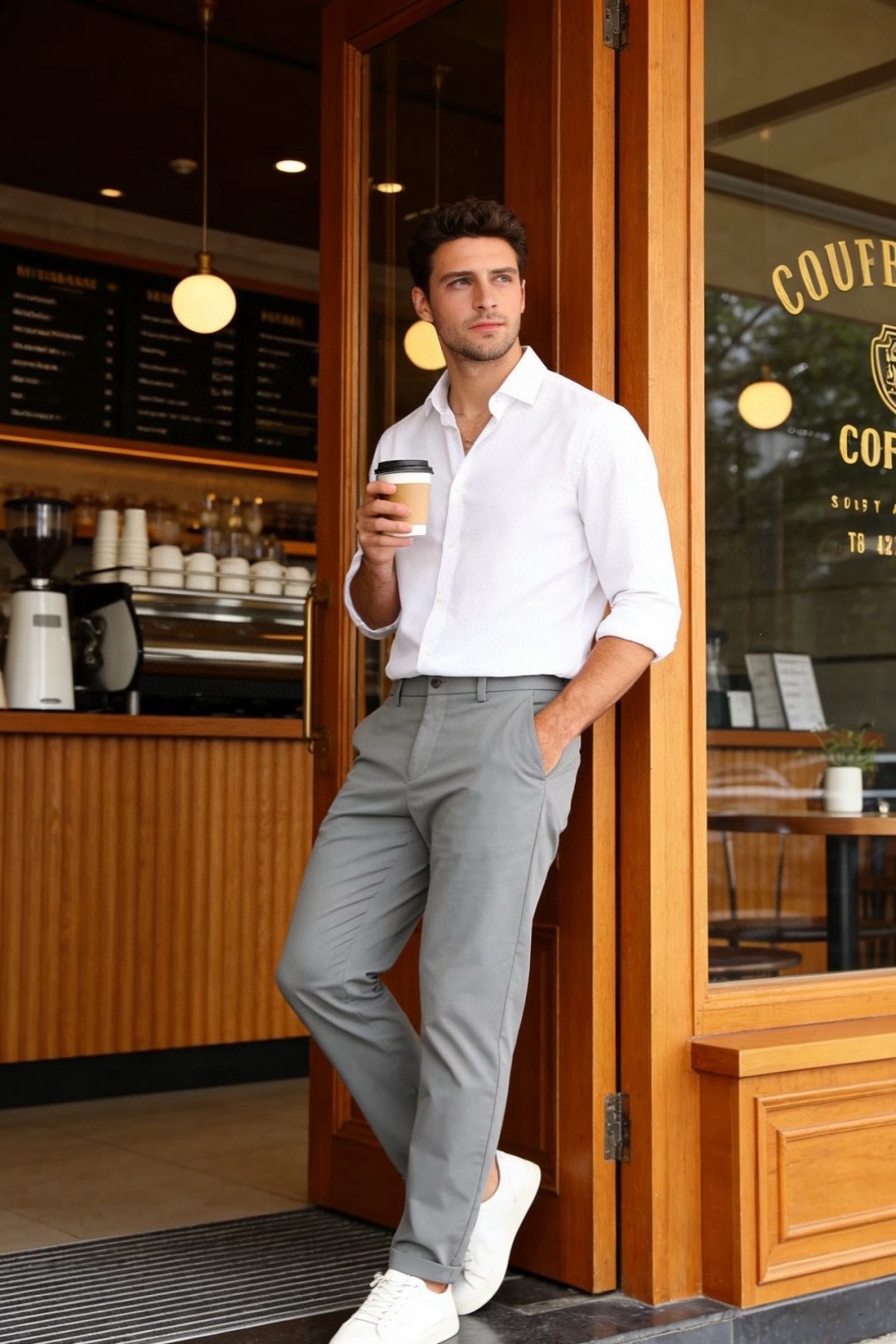 🔥Bc.26春季新品！男士百搭休闲裤采用高支精纺斜纹面料，兼具挺括感与垂坠性，触感顺滑且抗皱易打理。九分