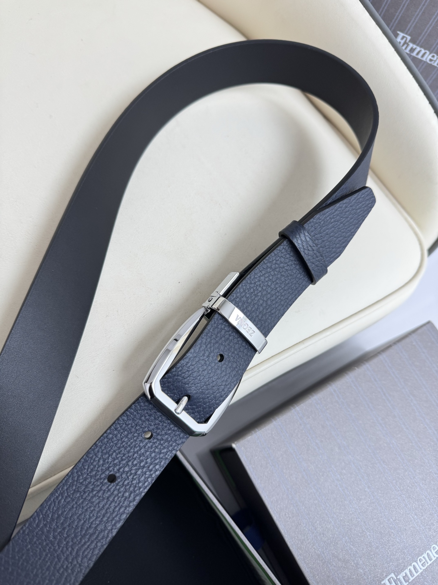 Zegna Reversible Leather Belt with Buckle, 3.5cm Width 9 i1750655720744 7435 0 7