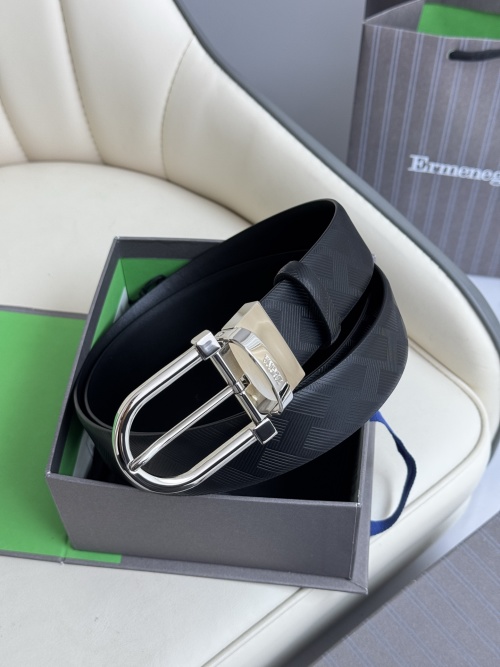Ermenegildo Zegna Reversible Black Leather Belt with Silver-Tone Buckle 1 Ermenegildo Zegna Reversible Black Leather Belt with Silver-Tone Buckle