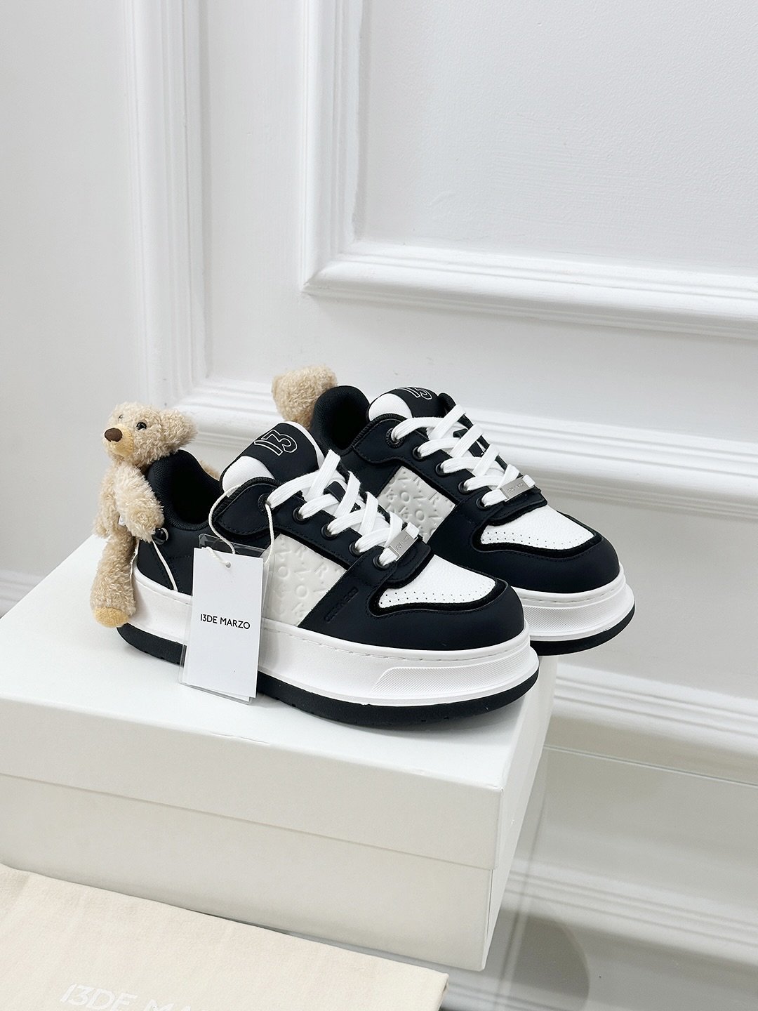 13DE MARZO Panda Sneakers with Removable Bear, Leather Upper, Rubber Sole 1 13DE MARZO Panda Sneakers with Removable Bear, Leather Upper, Rubber Sole
