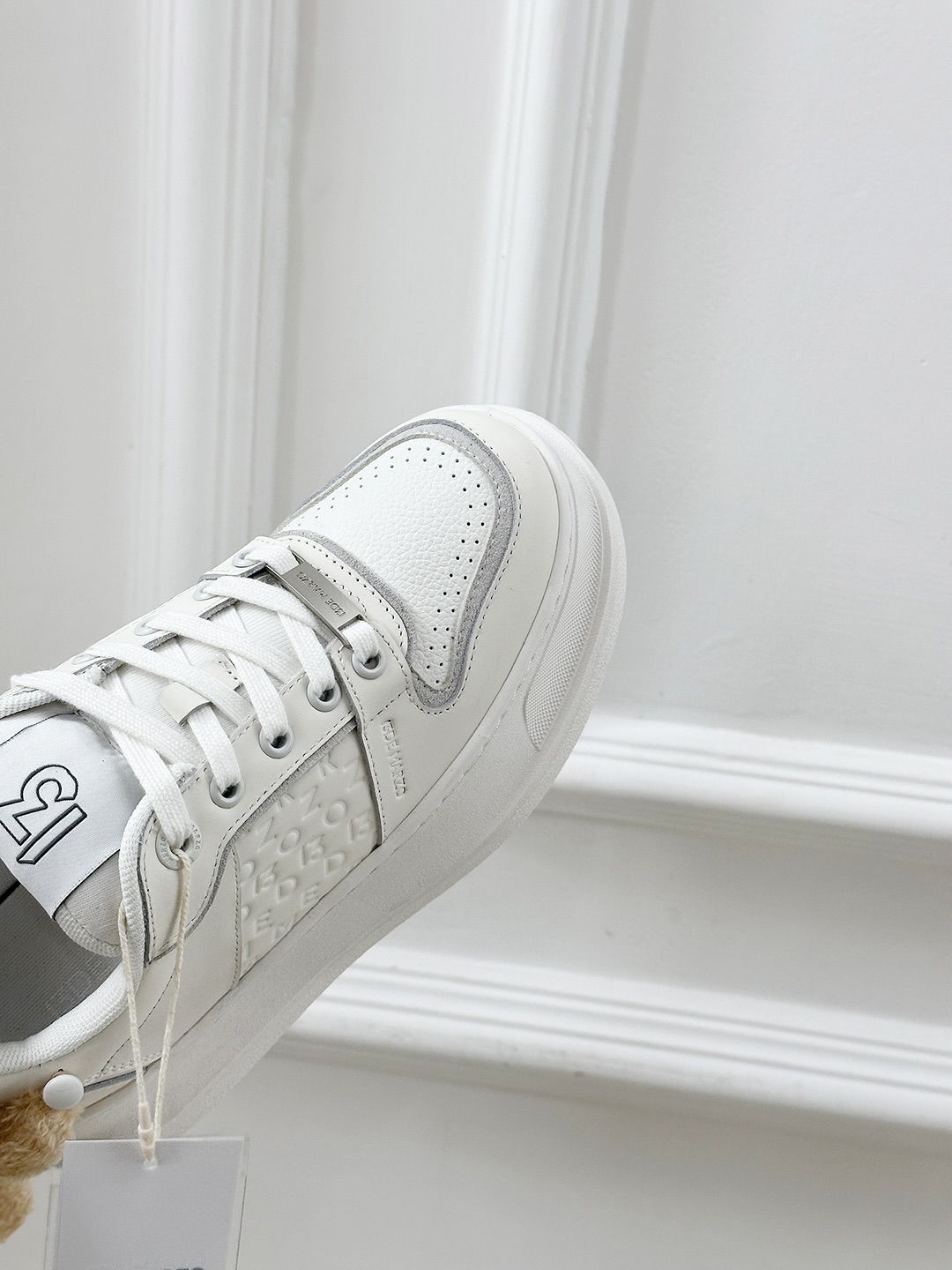 13DE MARZO White Leather Sneakers With Removable Teddy Bear Accent 9 i1742808016103 9833 0 7