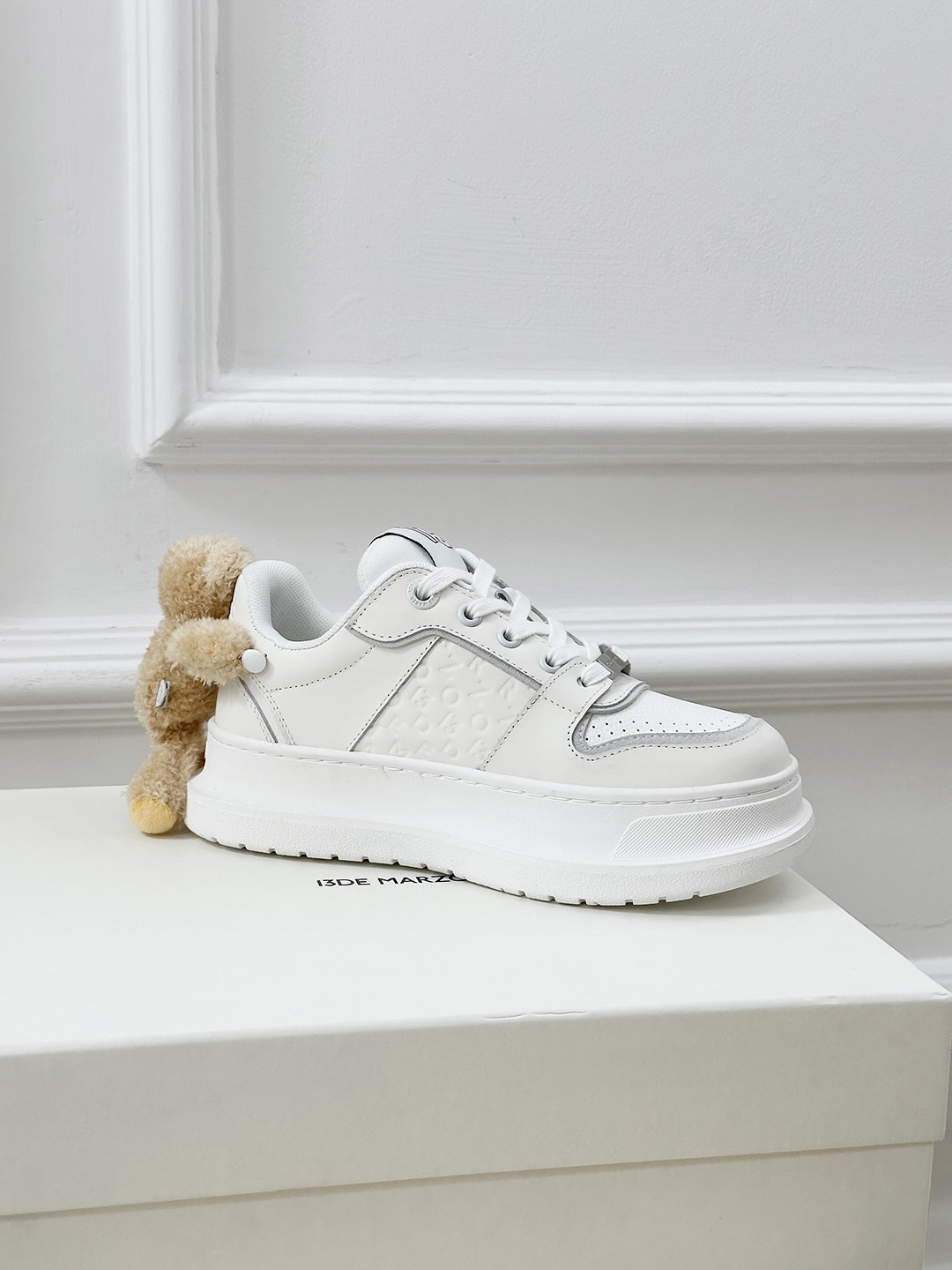 13DE MARZO White Leather Sneakers With Removable Teddy Bear Accent 5 i1742808016960 1633 0 3