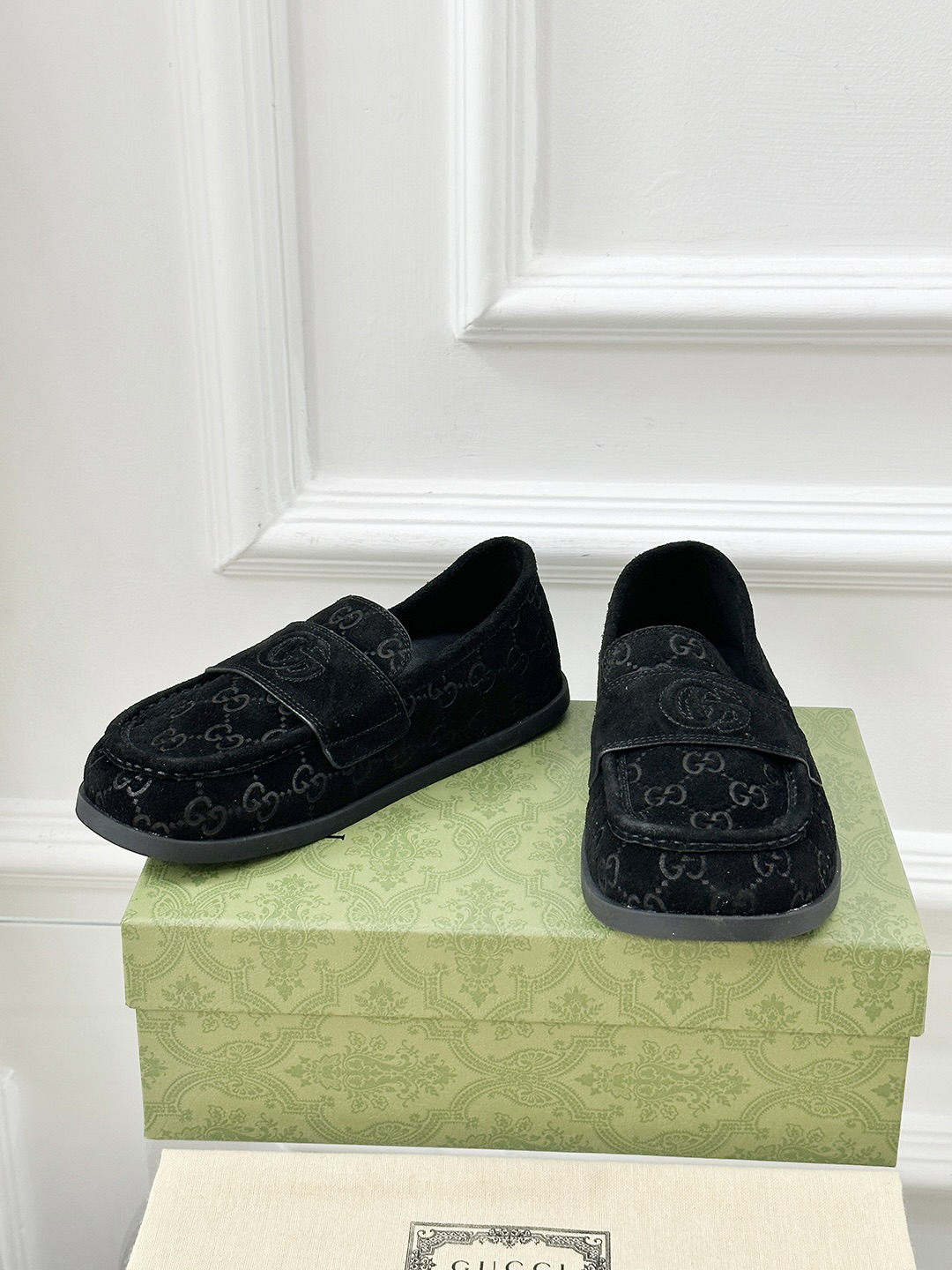 Gucci Early Spring Thick Bottom Loafers with GG Motif in Black Suede 5 i1743240933145 2270 0 2