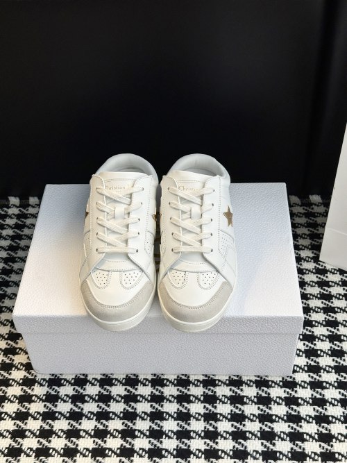 Dior Star White Leather Sneakers with Gold-Tone Star Detail for Women 1 Dior Star White Leather Sneakers with Gold-Tone Star Detail for Women