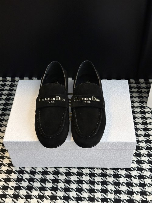 Dior Women's Black Suede Loafers with Diorio*r Paris Logo, Sizes 35-41 1 Dior Women's Black Suede Loafers with Diorio*r Paris Logo, Sizes 35-41