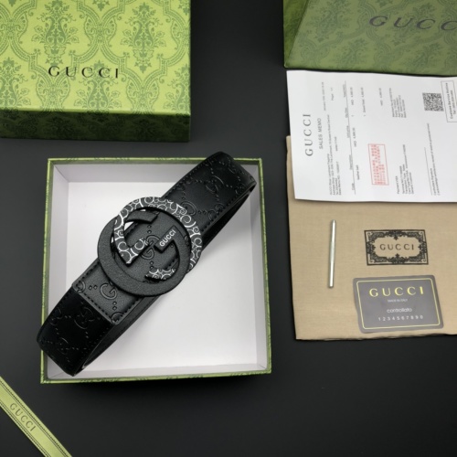 Gucci Classic Black Leather Belt with GG Buckle, 115cm Length and 4cm Width 1 Gucci Classic Black Leather Belt with GG Buckle, 115cm Length and 4cm Width