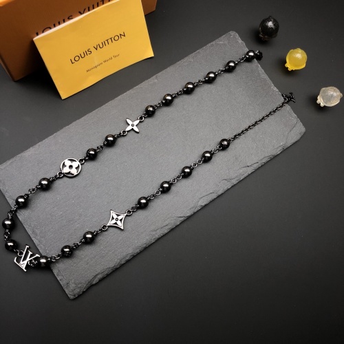 Louis Vuitton Black Beaded Chain Necklace, 60cm - Iconic Style 1 Louis Vuitton Black Beaded Chain Necklace, 60cm - Iconic Style