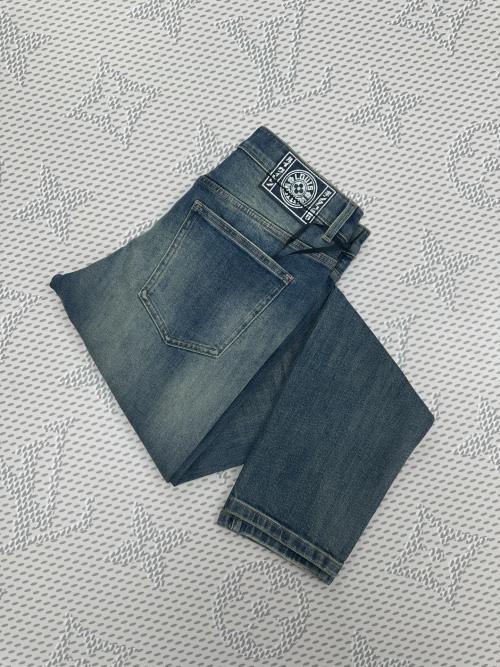 Louis Vuitton Men's Slim-Fit Jeans with Logo Patch - Premium Denim