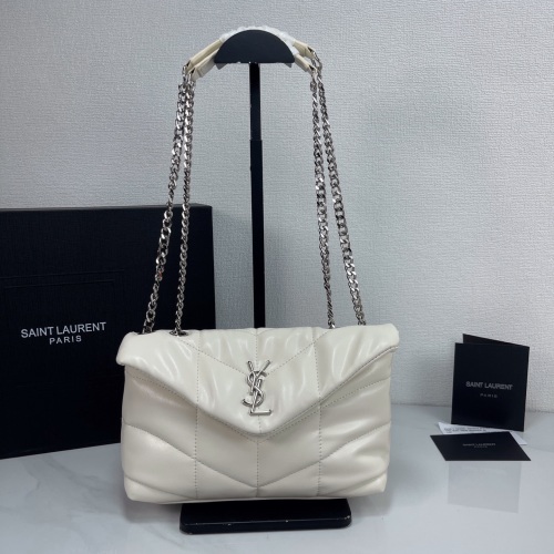 Yves Saint Laurent White Lambskin Small Puffer Bag with Silver Hardware 1 Yves Saint Laurent White Lambskin Small Puffer Bag with Silver Hardware