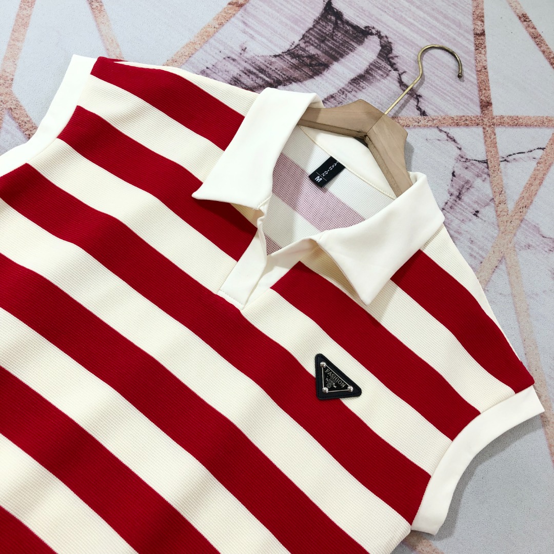 Prada Striped Polo Shirt and Shorts Set - Red/White, Summer Style 6 o 1j3lfjrpn1kc913jm1i7n17jh1vb60