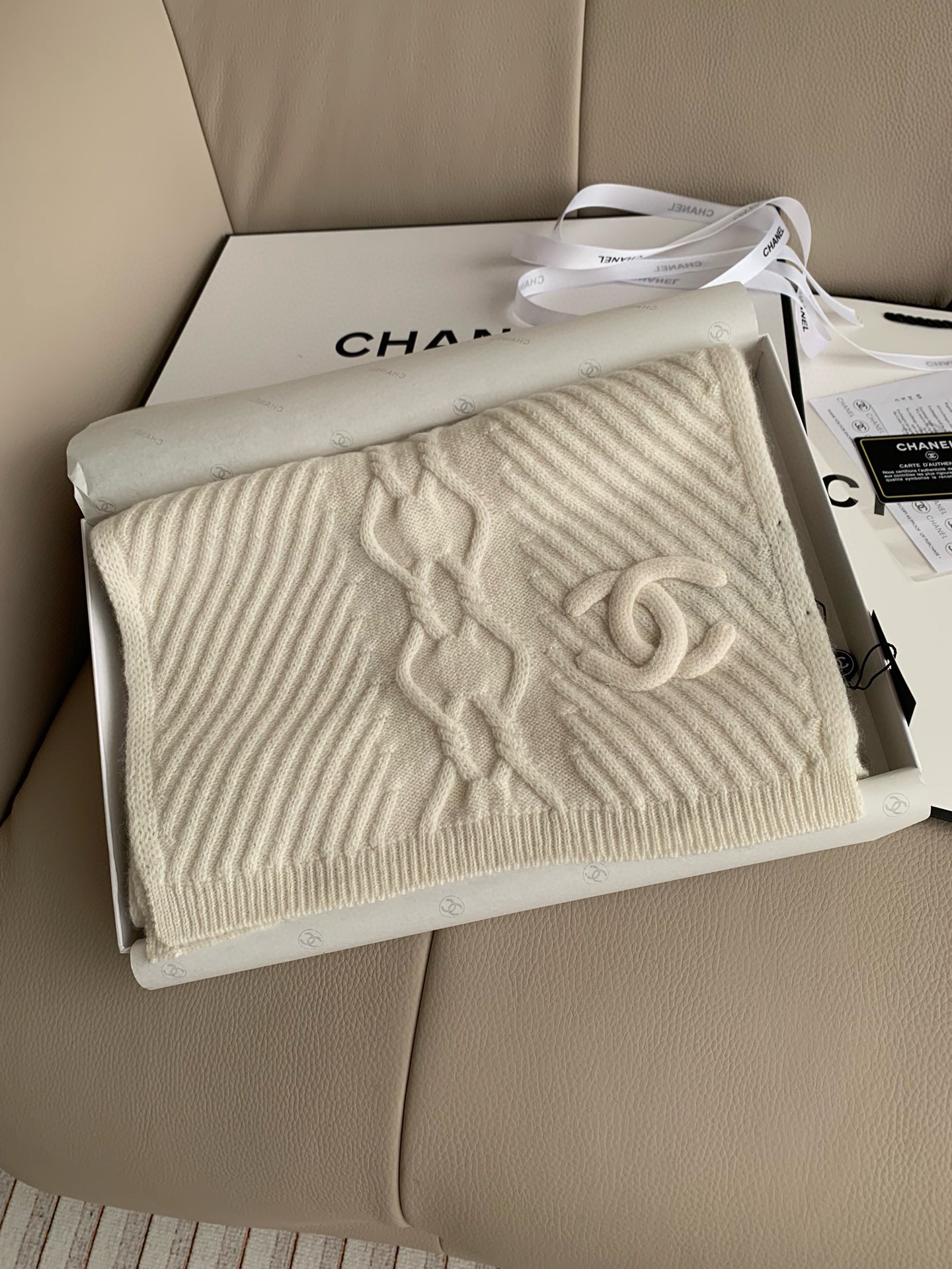 Chanel Haute Couture Silk Twill Scarf Shawl Ref 6