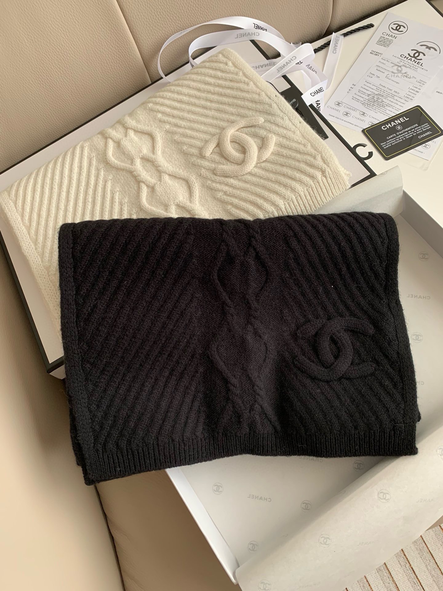Chanel Haute Couture Silk Twill Scarf Shawl Ref 4