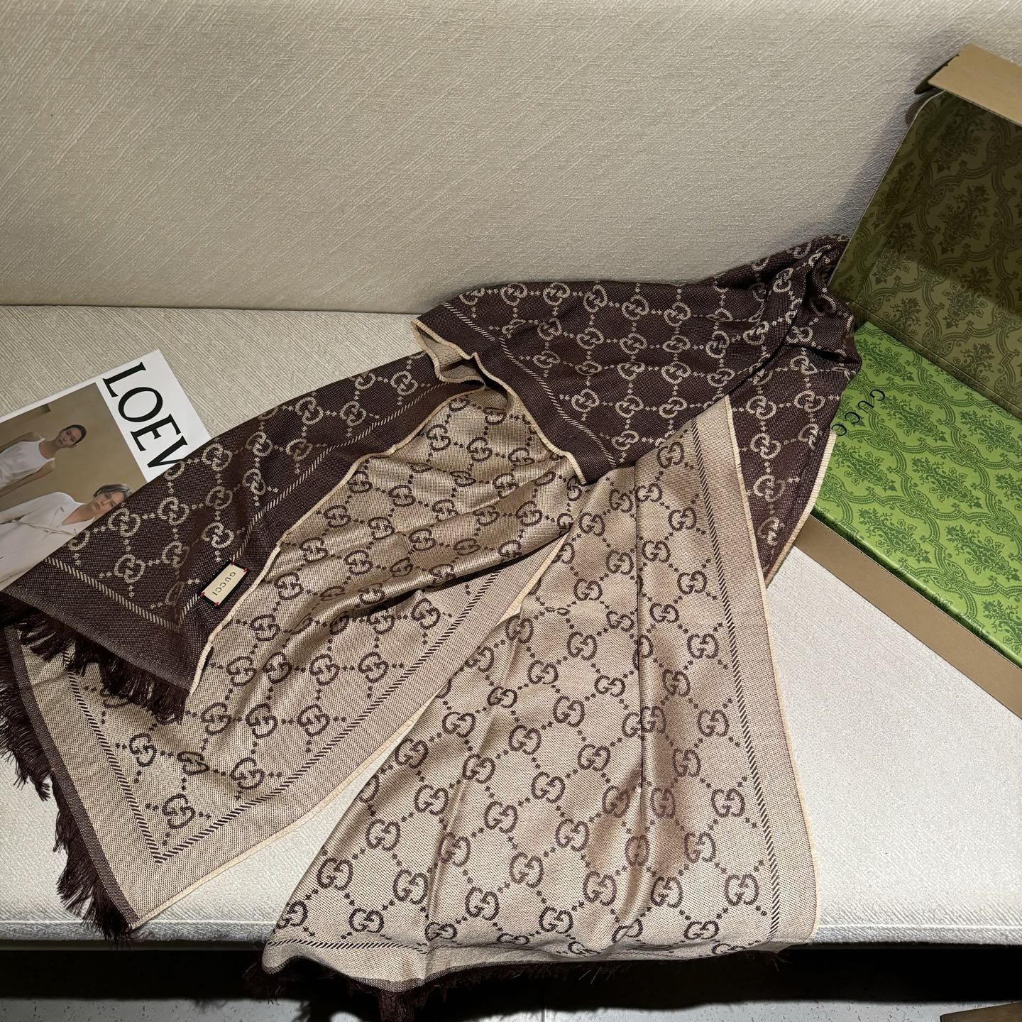 ✨重磅‼️Gucci专柜新款‼️出口订单。专柜的最新限量双面拼色‼️全部纱线进口客供 唯一一家给G订制纱