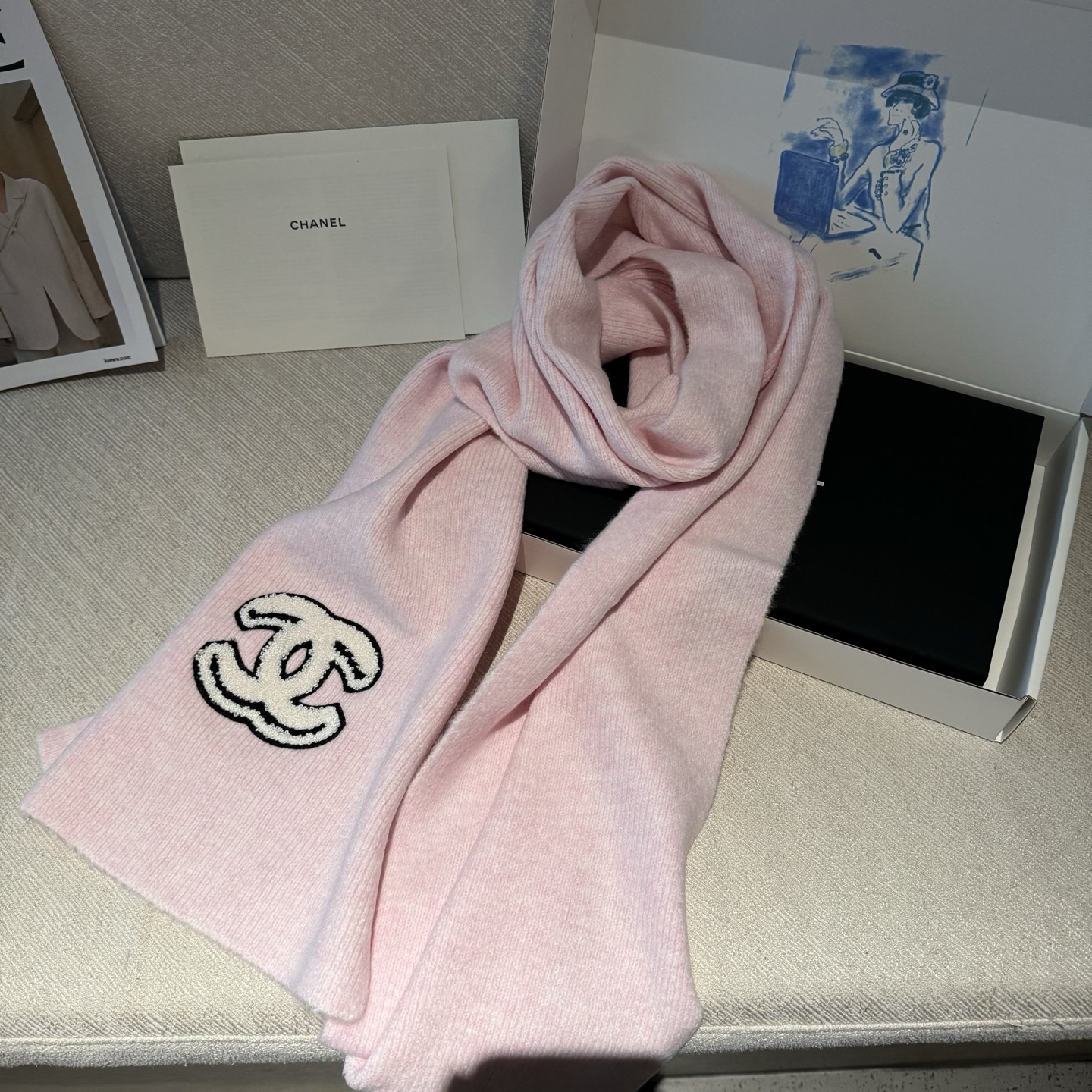 👑👑Chanel25秋冬新款针织围巾羊绒针织长巾‼️美翻了[流泪]御用殿堂级极品‼️新款在售 进口纯羊绒