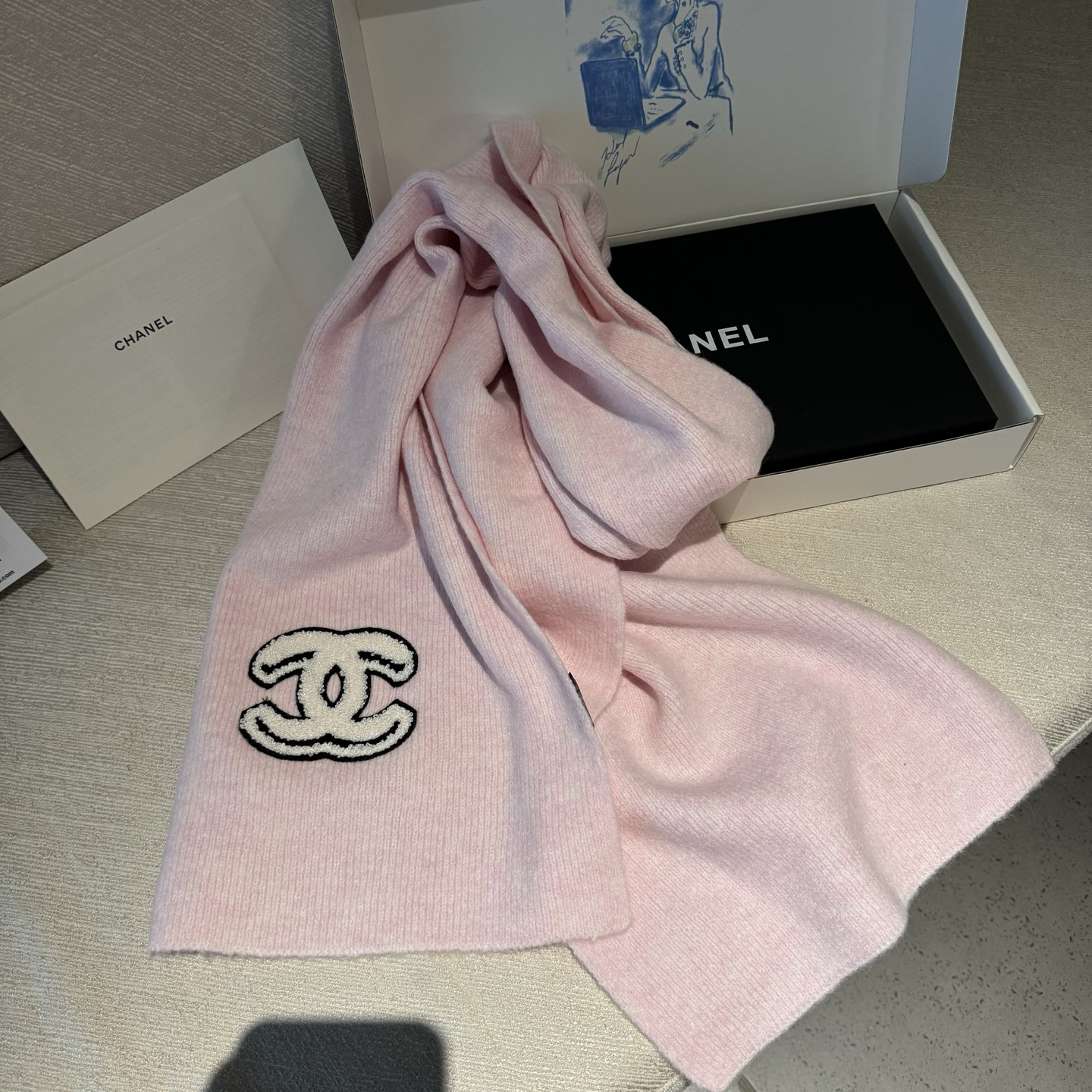 👑👑Chanel25秋冬新款针织围巾羊绒针织长巾‼️美翻了[流泪]御用殿堂级极品‼️新款在售 进口纯羊绒