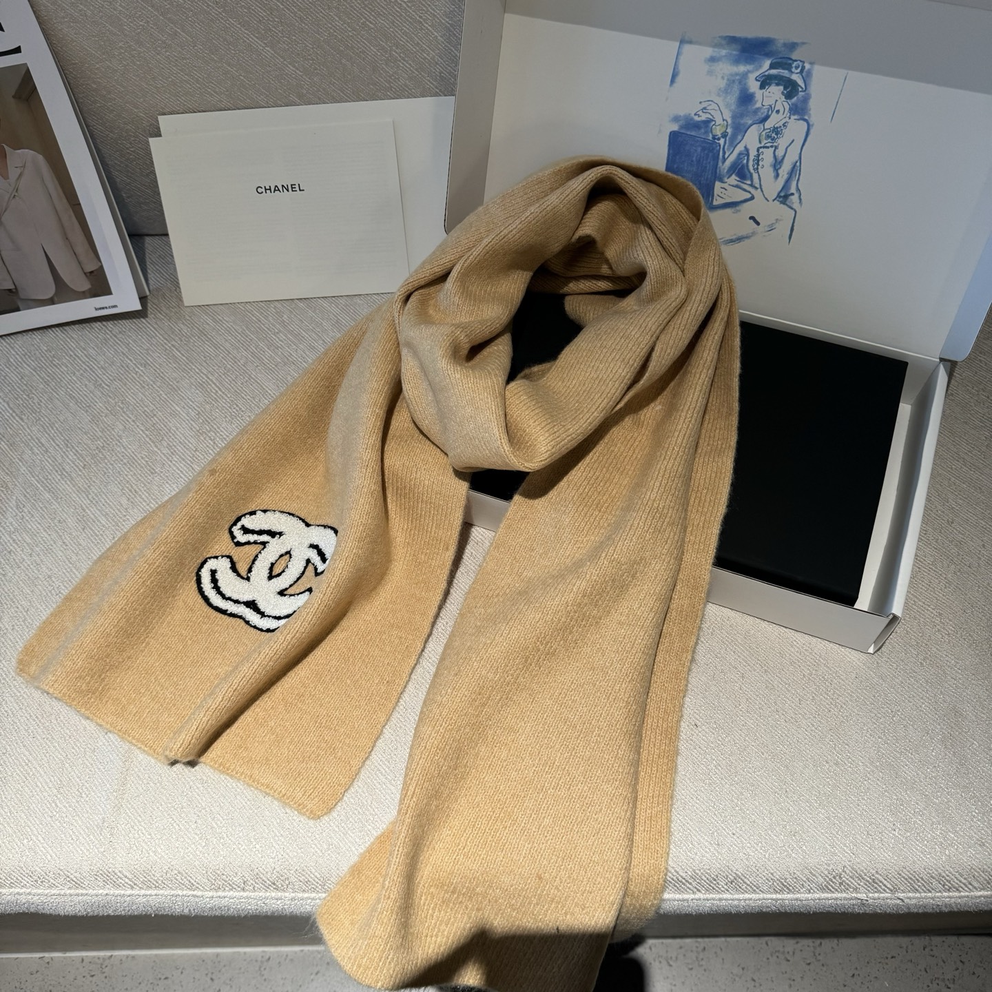 👑👑Chanel25秋冬新款针织围巾羊绒针织长巾‼️美翻了[流泪]御用殿堂级极品‼️新款在售 进口纯羊绒