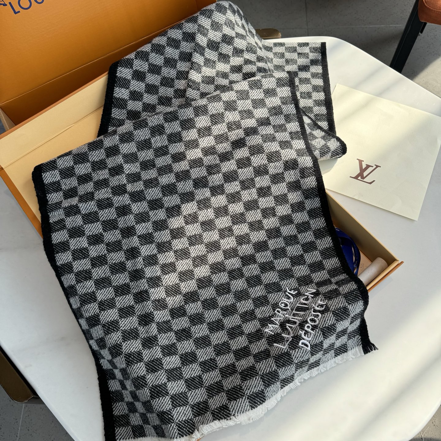 💃💃刺绣 LV 路易斯威登～极品原单【拼色棋盘格长巾】‼️♨️高尖端产物⚠️重磅呈现 ，绝无仅有 史无前