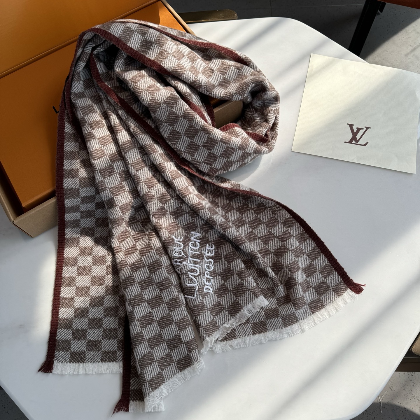 💃💃刺绣 LV 路易斯威登～极品原单【拼色棋盘格长巾】‼️♨️高尖端产物⚠️重磅呈现 ，绝无仅有 史无前