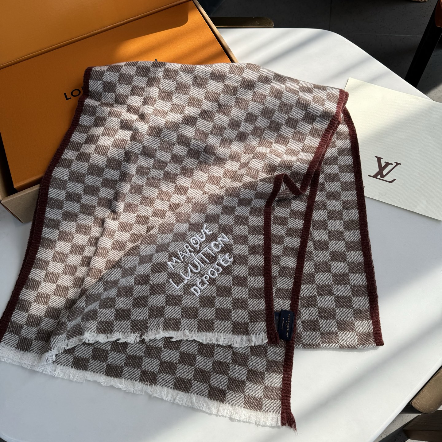 💃💃刺绣 LV 路易斯威登～极品原单【拼色棋盘格长巾】‼️♨️高尖端产物⚠️重磅呈现 ，绝无仅有 史无前