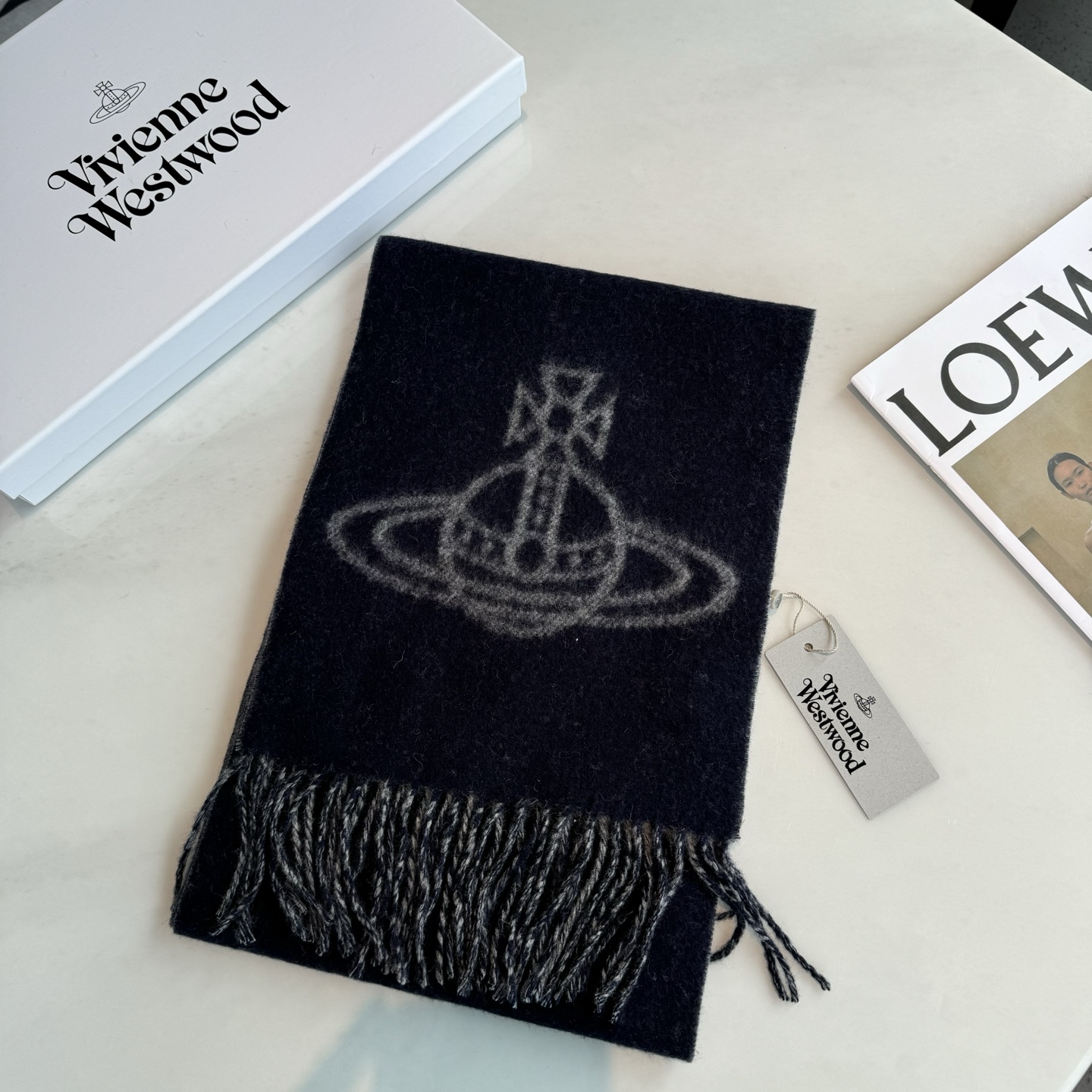 Vivienne Westwood Wool Blend Scarf with Iconic Orb Logo - Soft & Stylish