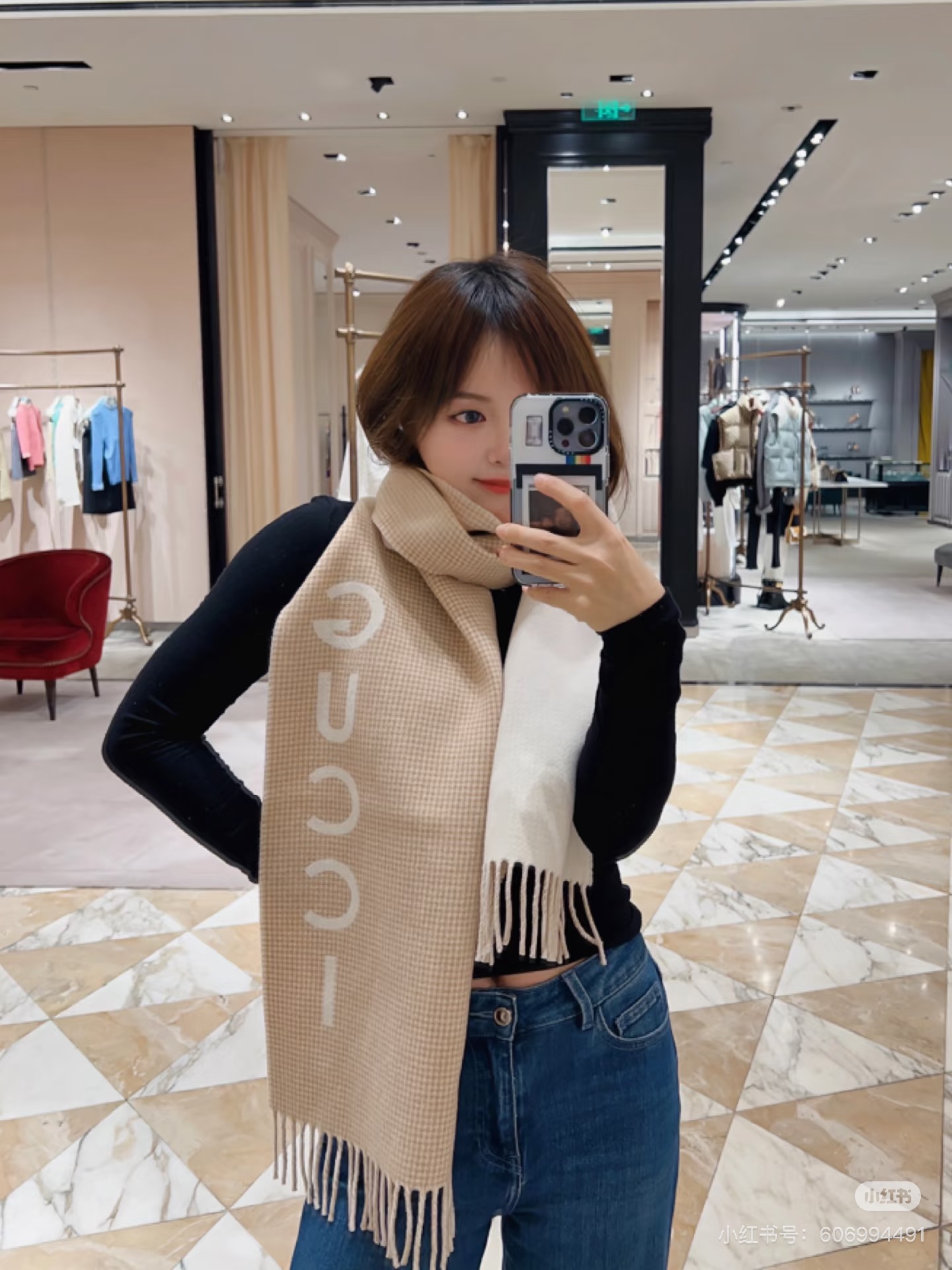 ✨✨Gucci · 古奇千鸟格羊绒围巾❗来个硬货.麻溜的安排上.纯正出口❗原订单已经交货一批，其中一批刚