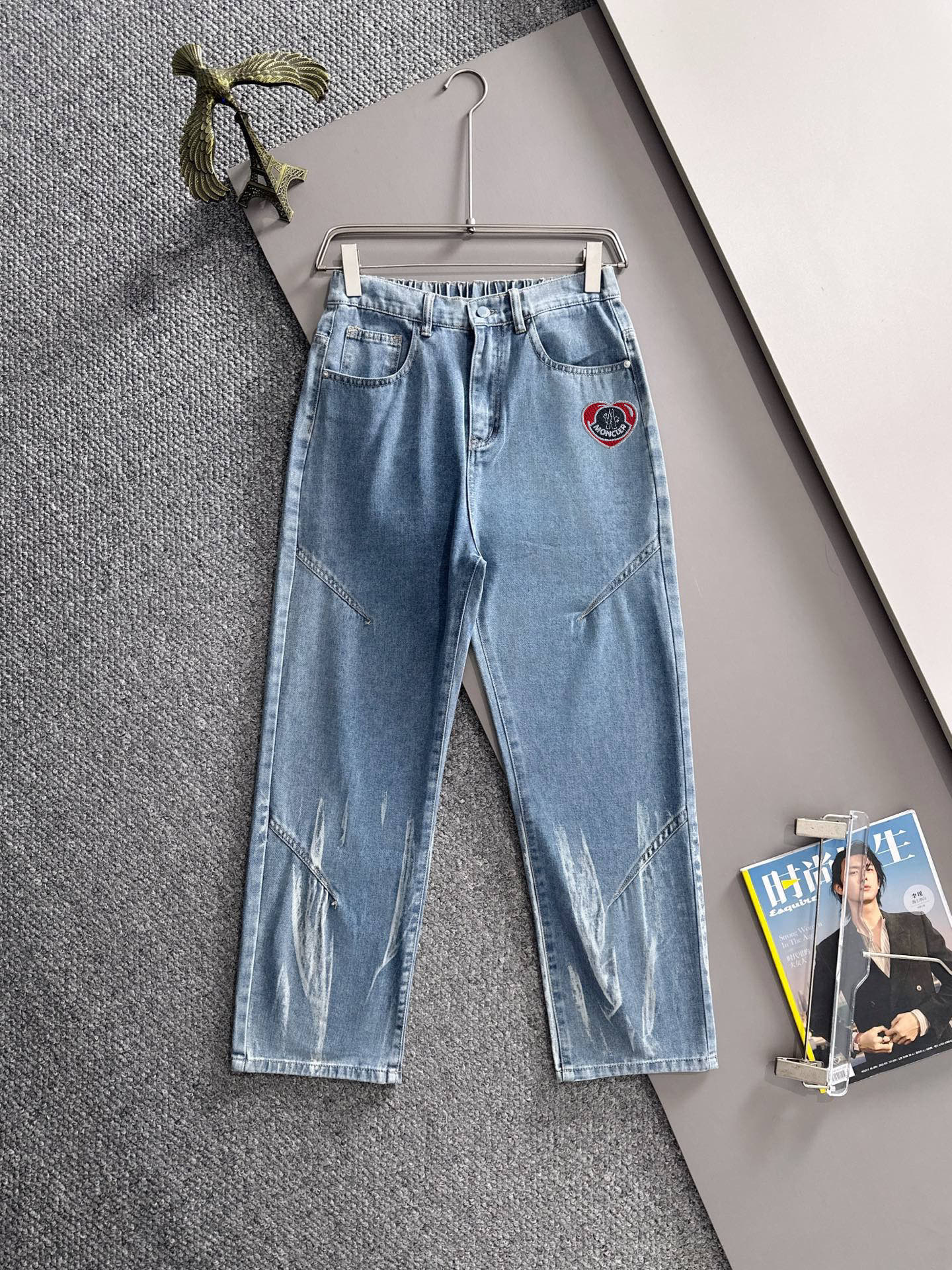 Moncler 2025 A/W Loose Wide Leg Jeans Straight Leg Trousers Denim