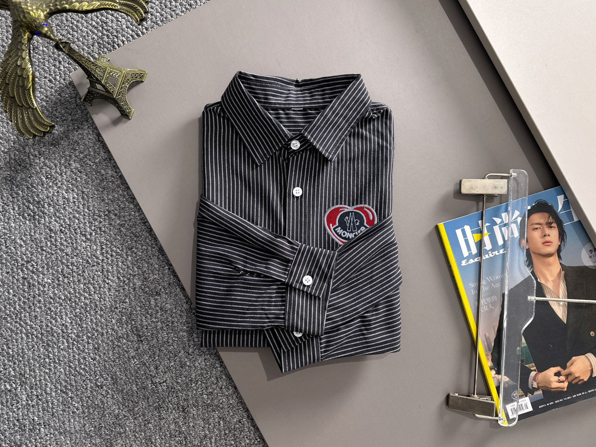 蒙口 P410 ストライプシャツ ビジネスカジュアル 長袖 100%コットン