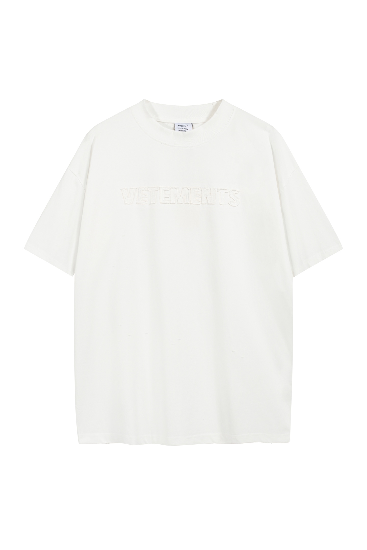 Blanco, disponible de inmediato🌼 V5200# Camiseta de manga corta desgastada estilo VETEMENTS con logo de parc…