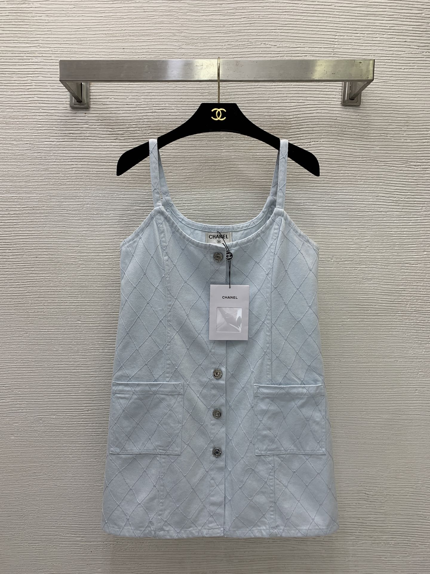 Chanel Diamond Stitch Round Neck Sling Mini Dress