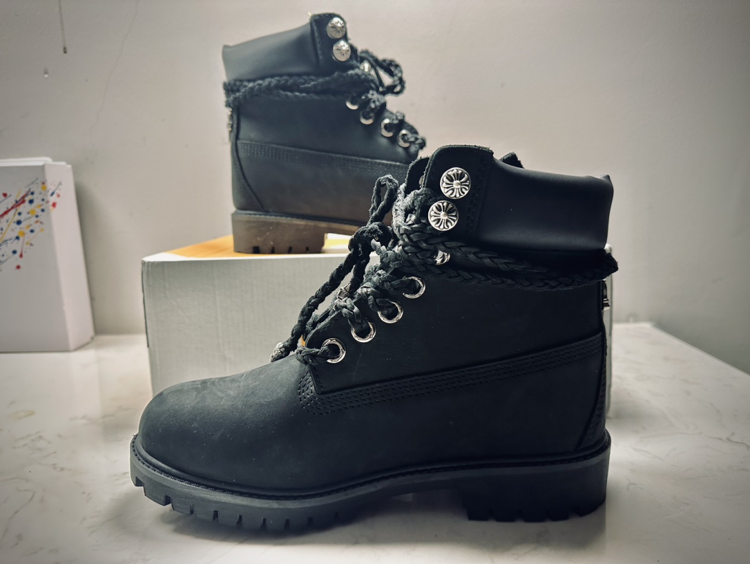 Chrome Hearts × Timberland 10073 Big Black Boots Hiking Shoes