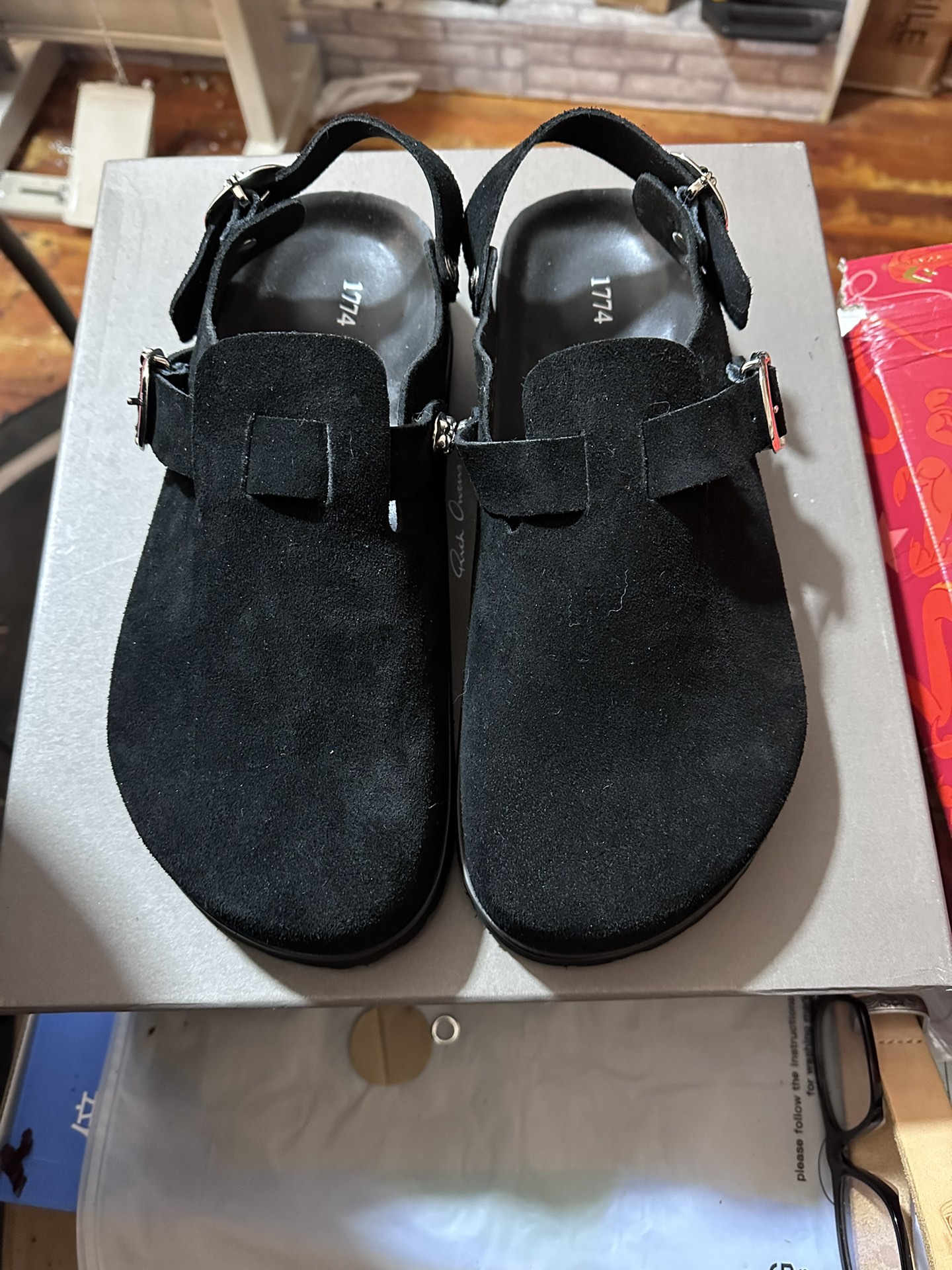 Chrome Hearts × Birkenstock 1774 Black Backstrap Suede Casual Sandals
