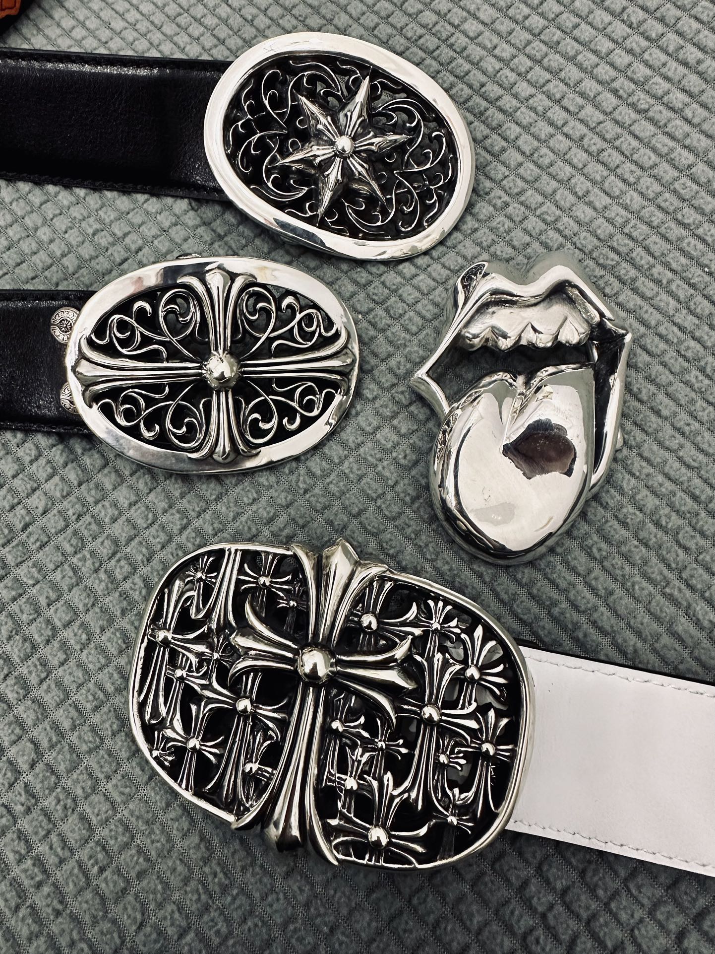 Chrome Hearts Classic 3.8cm White Copper Thick Silver Finished Belt Collection
