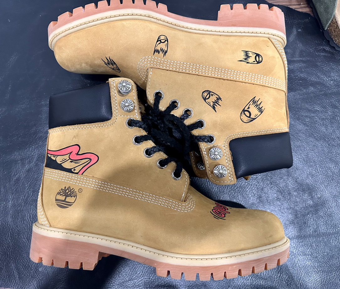 Chrome hearts x Timberland x Matty boy hand-painted graffiti style 10061 yellow boots