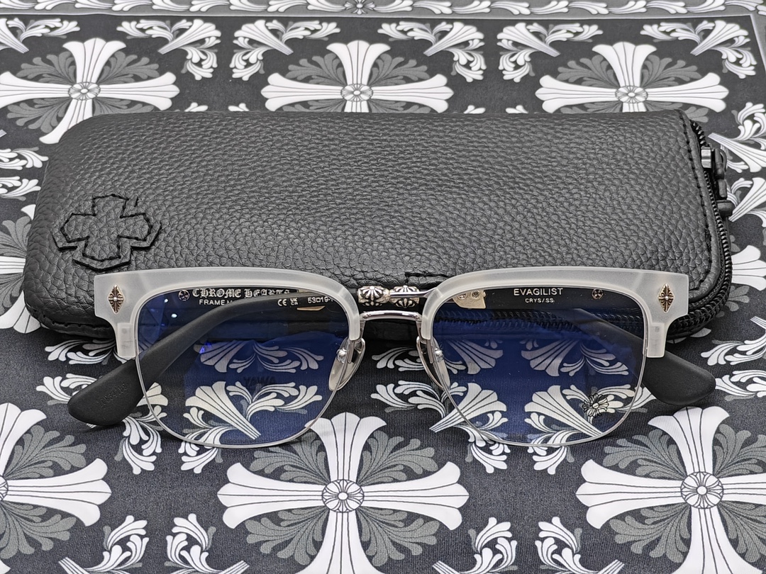 Chrome hearts Evagilist New Frosted White 925 Sterling Silver Dagger Style Eyeglass Frame.